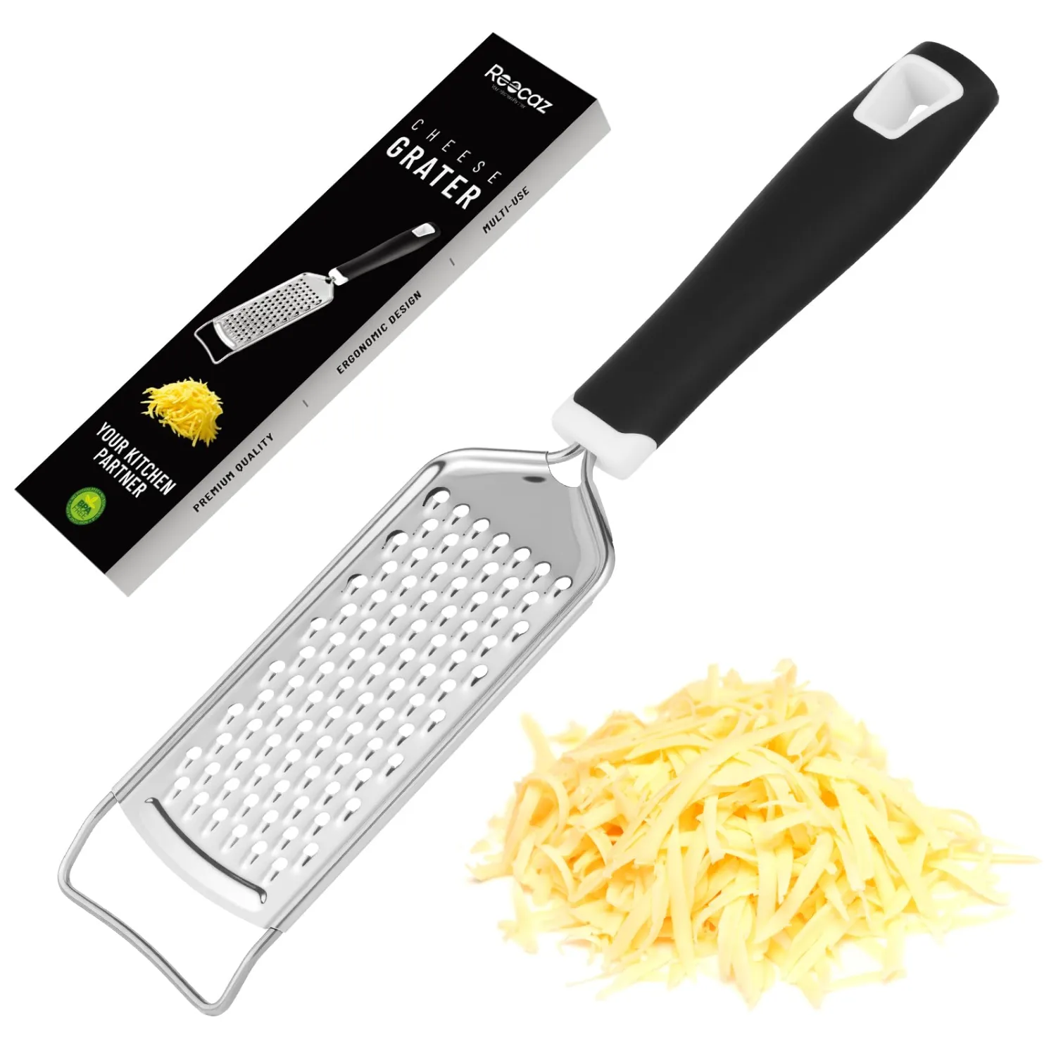 Handheld Cheese Grater & Cheese Shredder – Stainless Steel, Rust-Proof, Non-Slip Handle, Durable Flat Grater for Parmesan, Chocolate, Spices, Vegetables & More – Multi-Purpose & Easy to Clean.