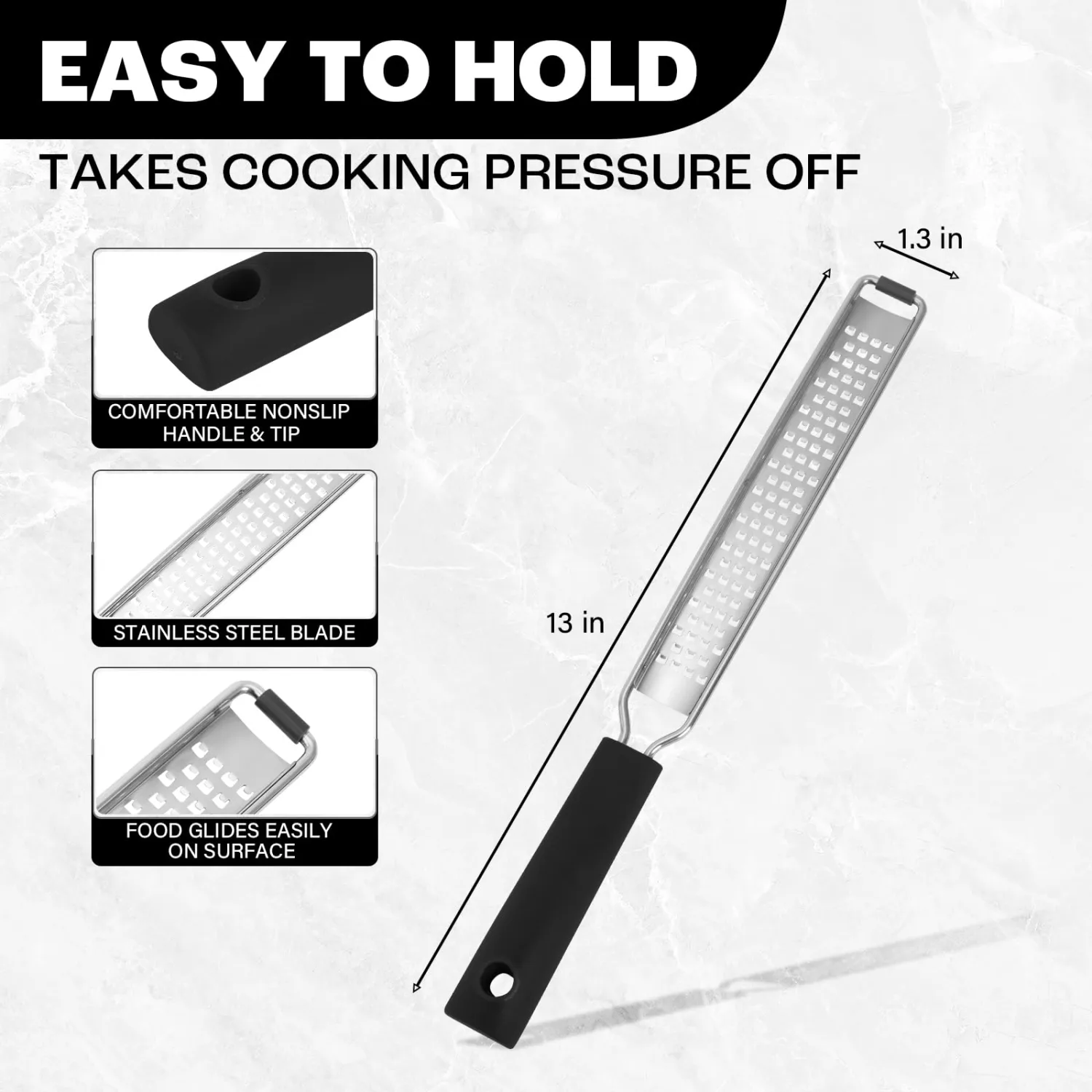 Zester Grater with Protective Cover – Fine Stainless Steel Lemon Zester cheese shredder for Kitchen, Ideal for parmesan, Garlic, Nutmeg, Chocolate, Fruits, Vegetables – Black