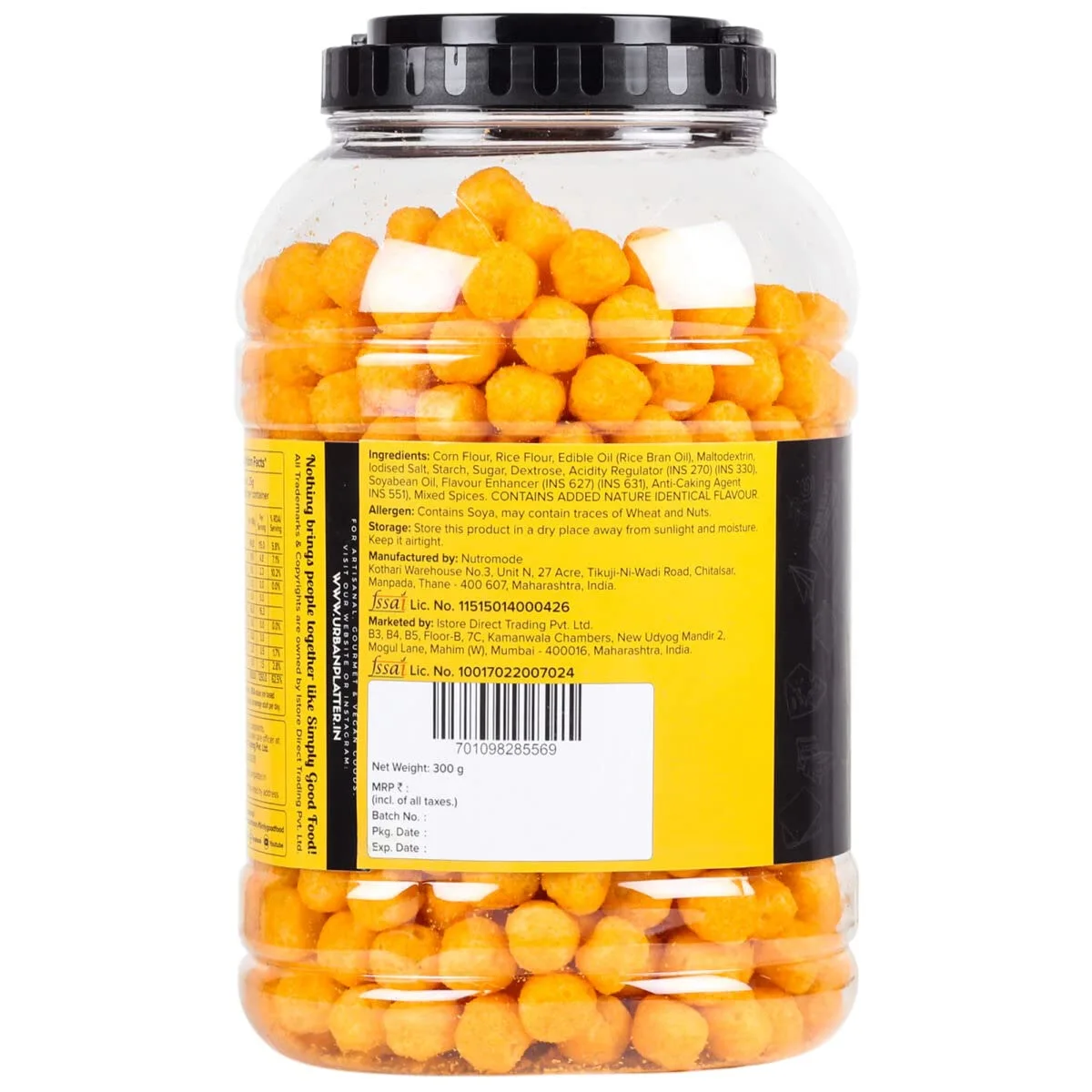 Urban Platter Cheese Balls 300g (Cheddar Flavour Plant-Based Vegan Snack Party Pack)