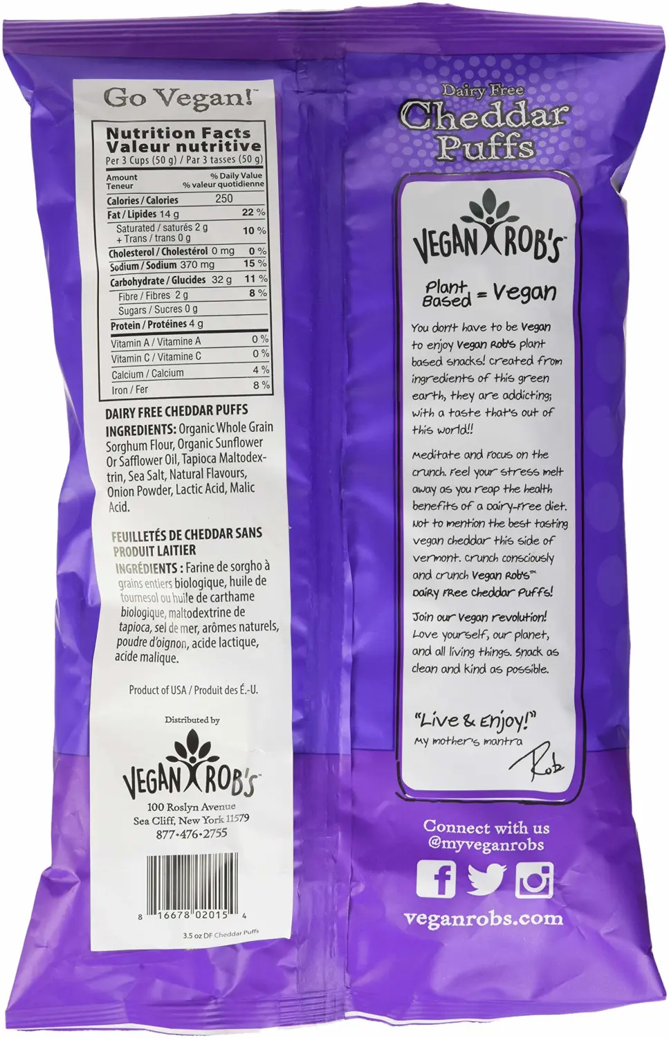 Vegan Rob's Dairy Free Cheddar Puffs, 3.5 oz