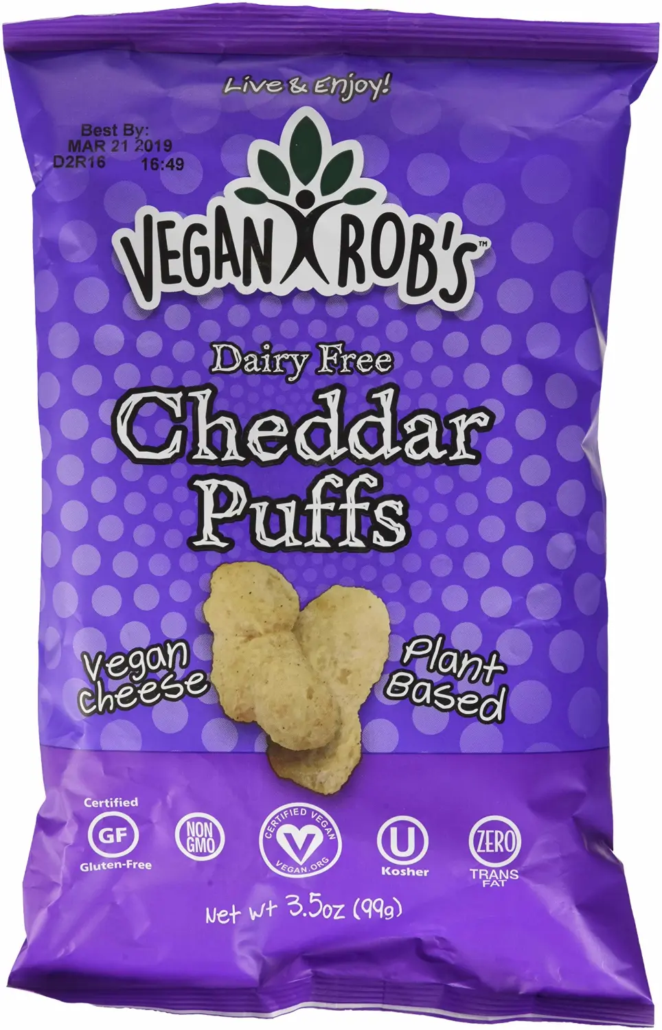 Vegan Rob's Dairy Free Cheddar Puffs, 3.5 oz