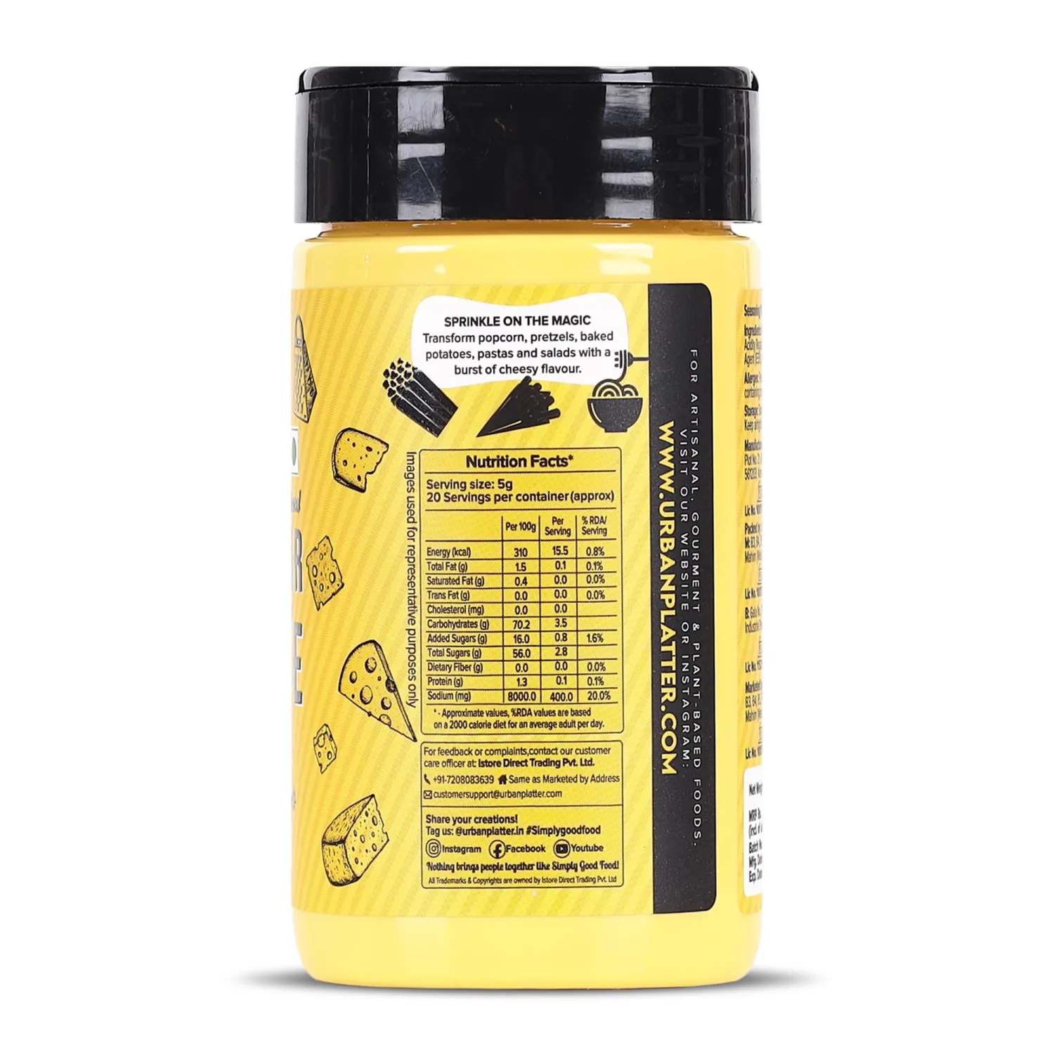 Urban Platter Cheddar Cheese Powder 100g (Perfect for Pop Corn Pasta Fries Seasoning, Dairy-Free, Vegan)
