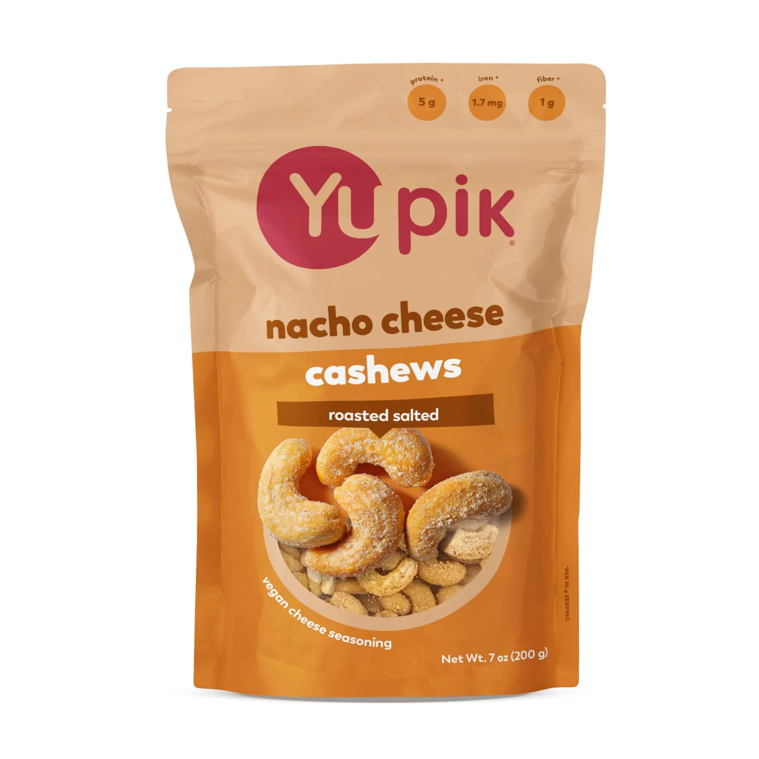 Yupik Nacho Cashews, 7 Oz, Kosher, Roasted Cashews with Vegan Cheese, Seasoned Nuts, Crunchy Savory Snack, Nacho Cheese Flavor, Perfect for Parties & Game Night