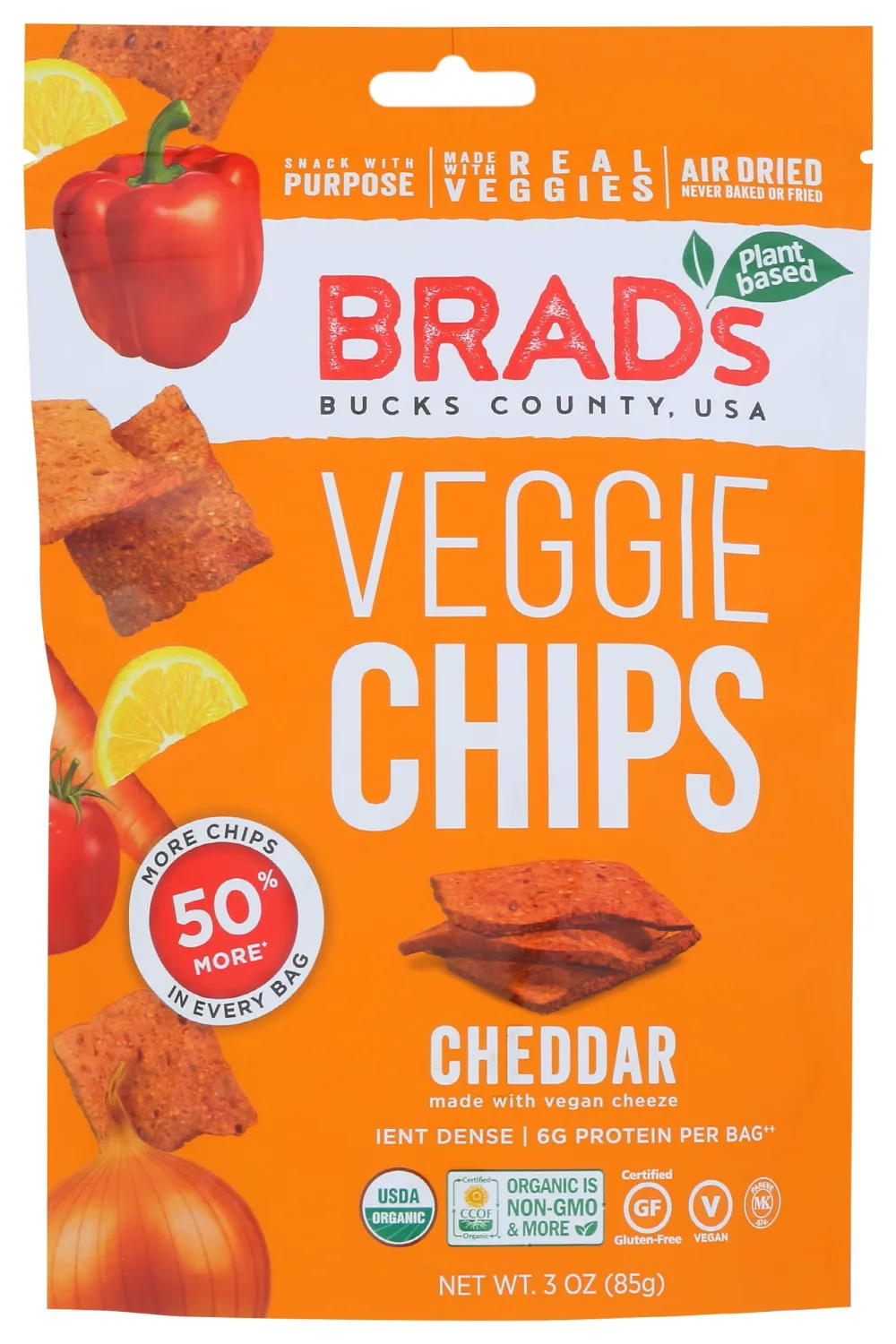 Brads Plant Based Chip Cheddar, 3 oz