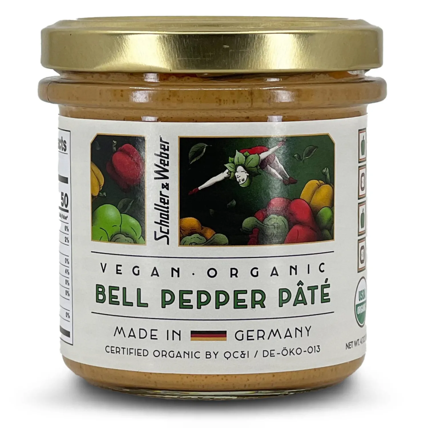 Schaller & Weber Organic Vegan Roasted Red Bell Pepper Pâté 4.4oz (Pack of 1) | Plant-based Sweet Savory Spread for Sandwiches, Vegan Snacks, Charcuterie, & Appetizers | All Natural Ingredients