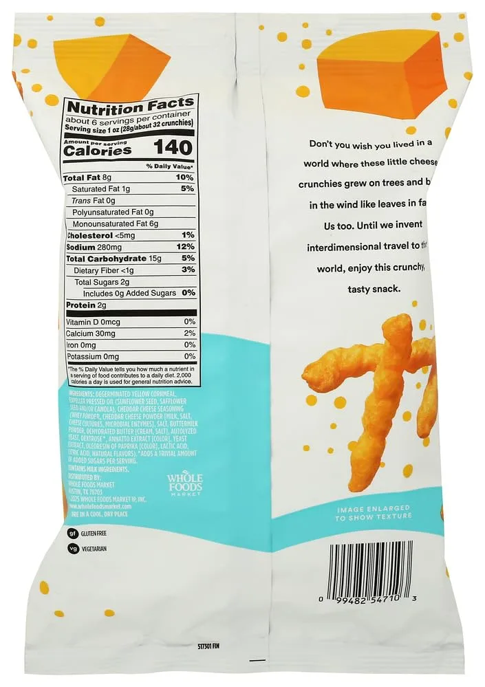 365 by Whole Foods Market Cheddar Cheese Curls, 6 OZ