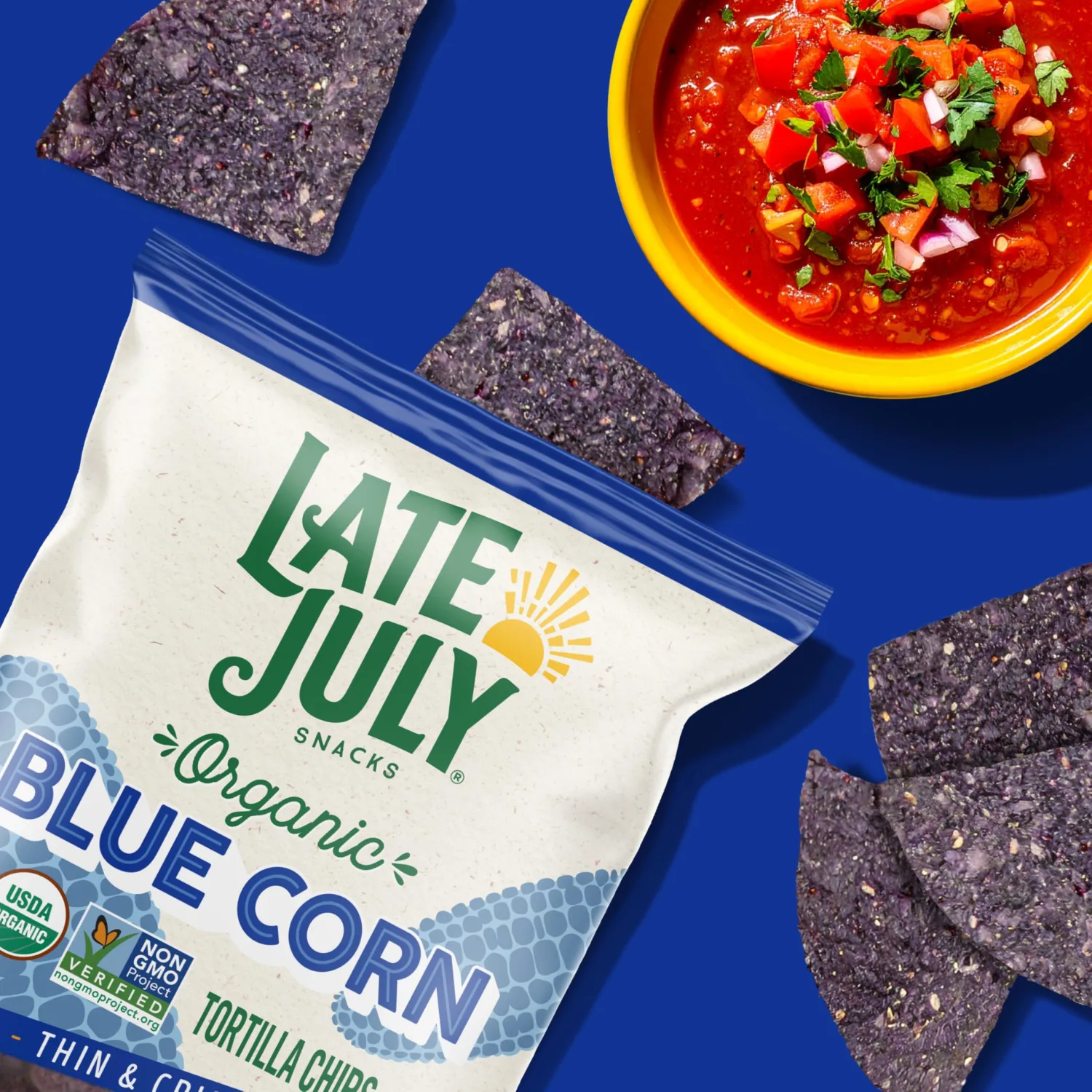 Late July Blue Corn Organic Tortilla Chips, 10.1 Oz Bag (Pack of 2)