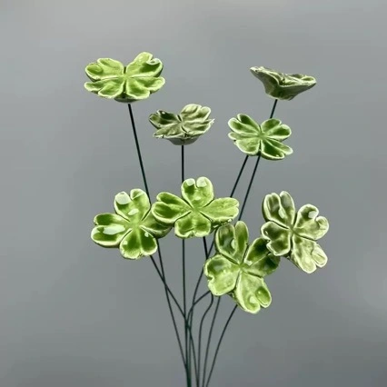 Ceramic Four-Leaf Clover Preserved Flower Handmade Ornament Flower Shop Decoration