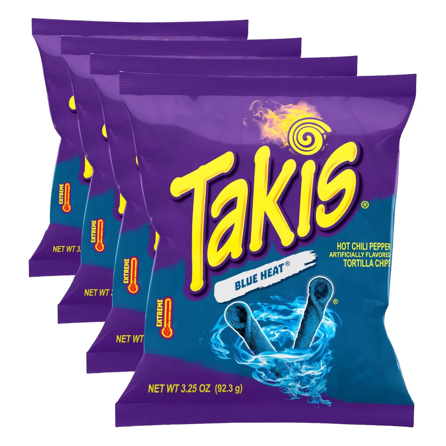 Takis, Tortilla Chips Blue Heat Extreme, 3.25 Ounce (Pack of 4)