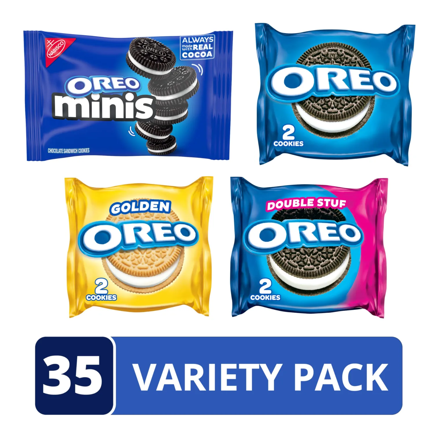 ​​OREO All Stuf Sandwich Cookies Variety Pack, Original Creme, Double Stuf, Minis, and Golden OREO, 35 Snack Packs​