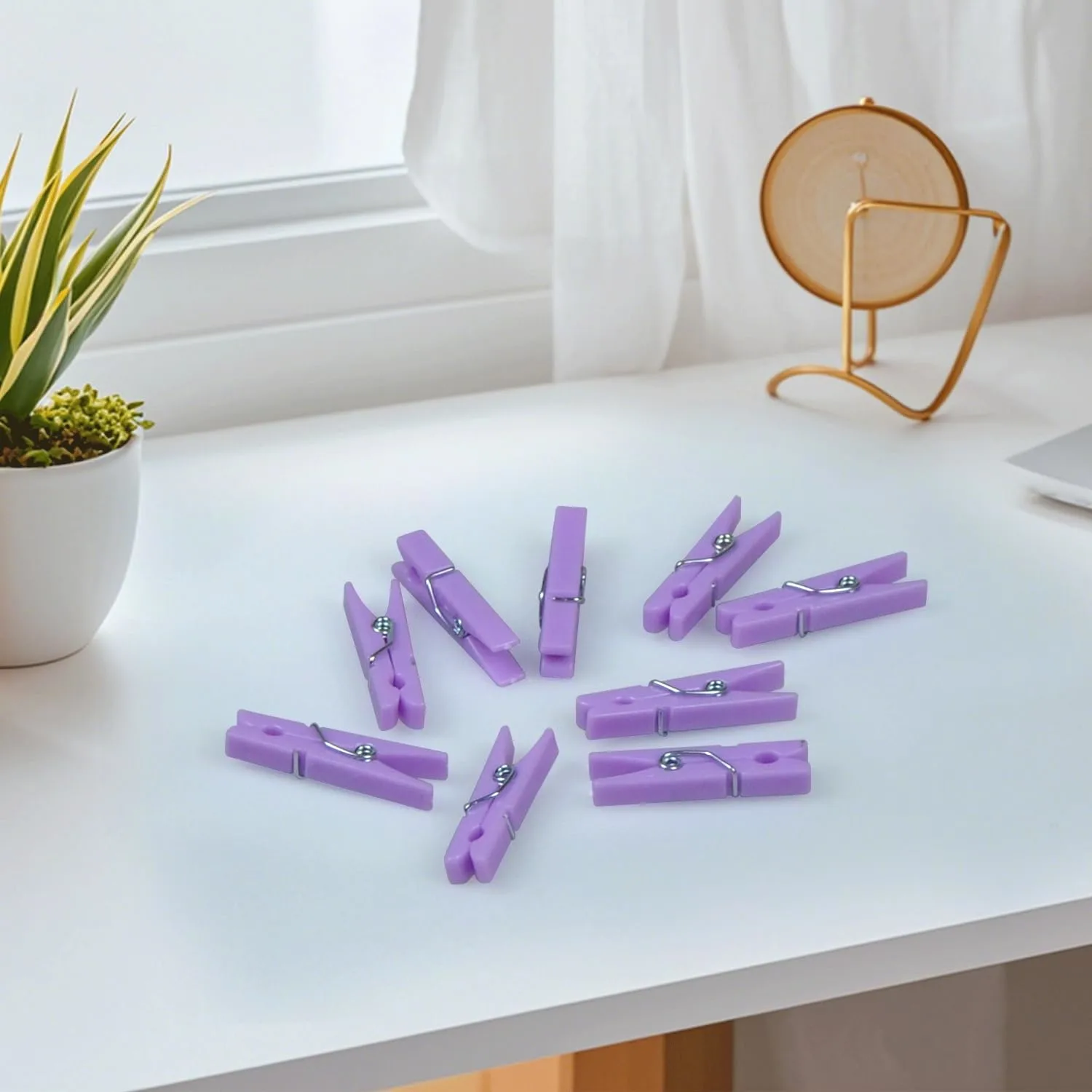 20 Pcs Mini Clothes Pins – 1.37 Inch Plastic Clothespins for Baby Shower Games, Party Decorations, Photo Clips & DIY Crafts (Purple)
