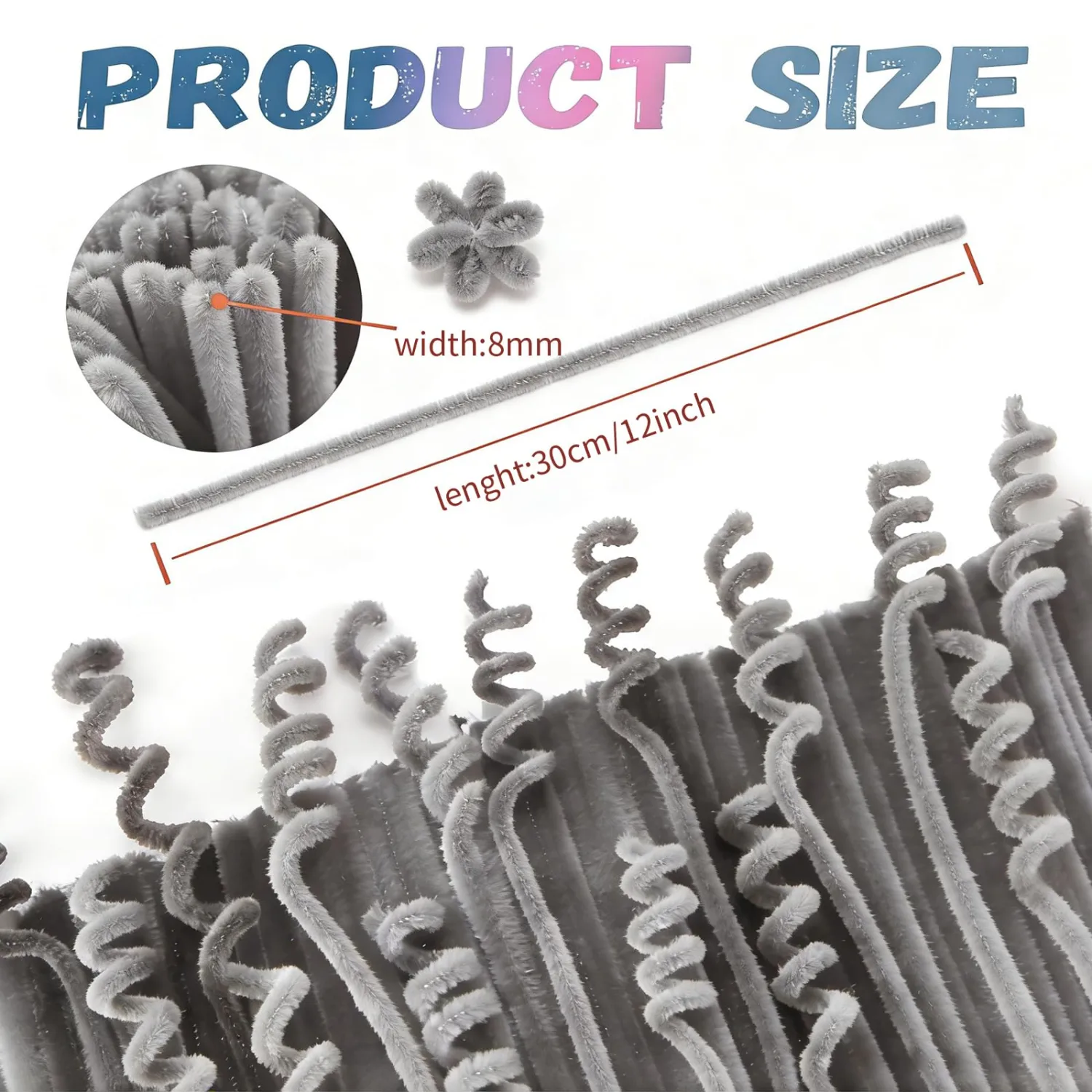 200PCS Gray Pipe Cleaners Craft Bulk,Arts Crafts,Sensory Toys,Chenille Stems Art Supplies for Projects Creative DIY Room Decor,Christmas Decorations,Fidget Toys for Ages 8-13,DIY Cute Grey Animals