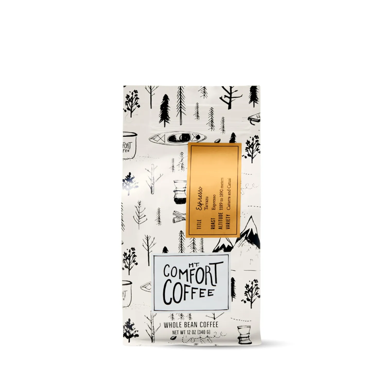 Mt. Comfort Coffee Espresso Roast, 12 Ounce - Flavor Notes of Chocolate & Caramel - Roasted Whole Beans