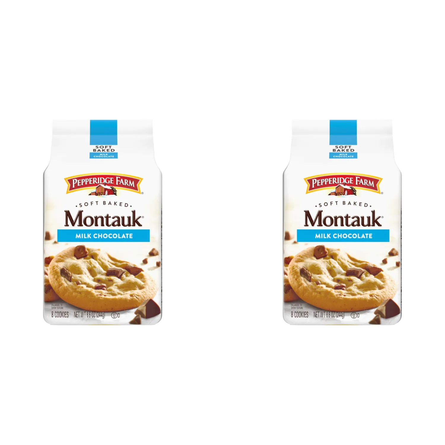 Pepperidge Farm Montauk Soft Baked Milk Chocolate Chunk Cookies, 8.6 Oz Bag (8 Cookies) (Pack of 2)