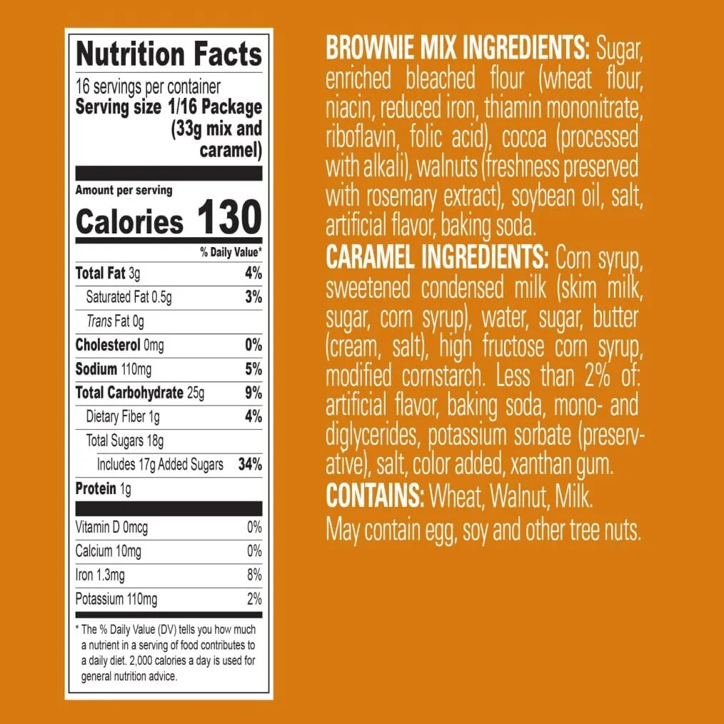 Ghirardelli Caramel Walnut Turtle Premium Brownie Mix, Includes Caramel and Walnuts, 18.5 oz Box