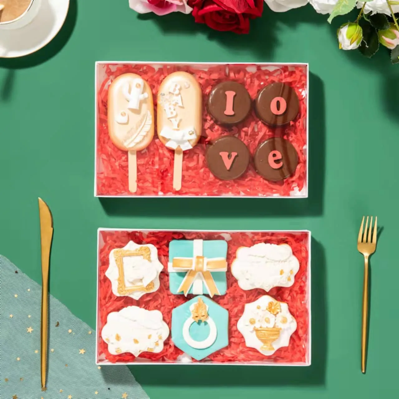 RomanticBaking 10Pack 9 1/2" x 6" x 1 1/4" Inch Clear Cookies Boxes with Window Bakery Boxes Cakesicle Boxes Chocolate Covered Pretzel Rods Boxes Macaron Boxes