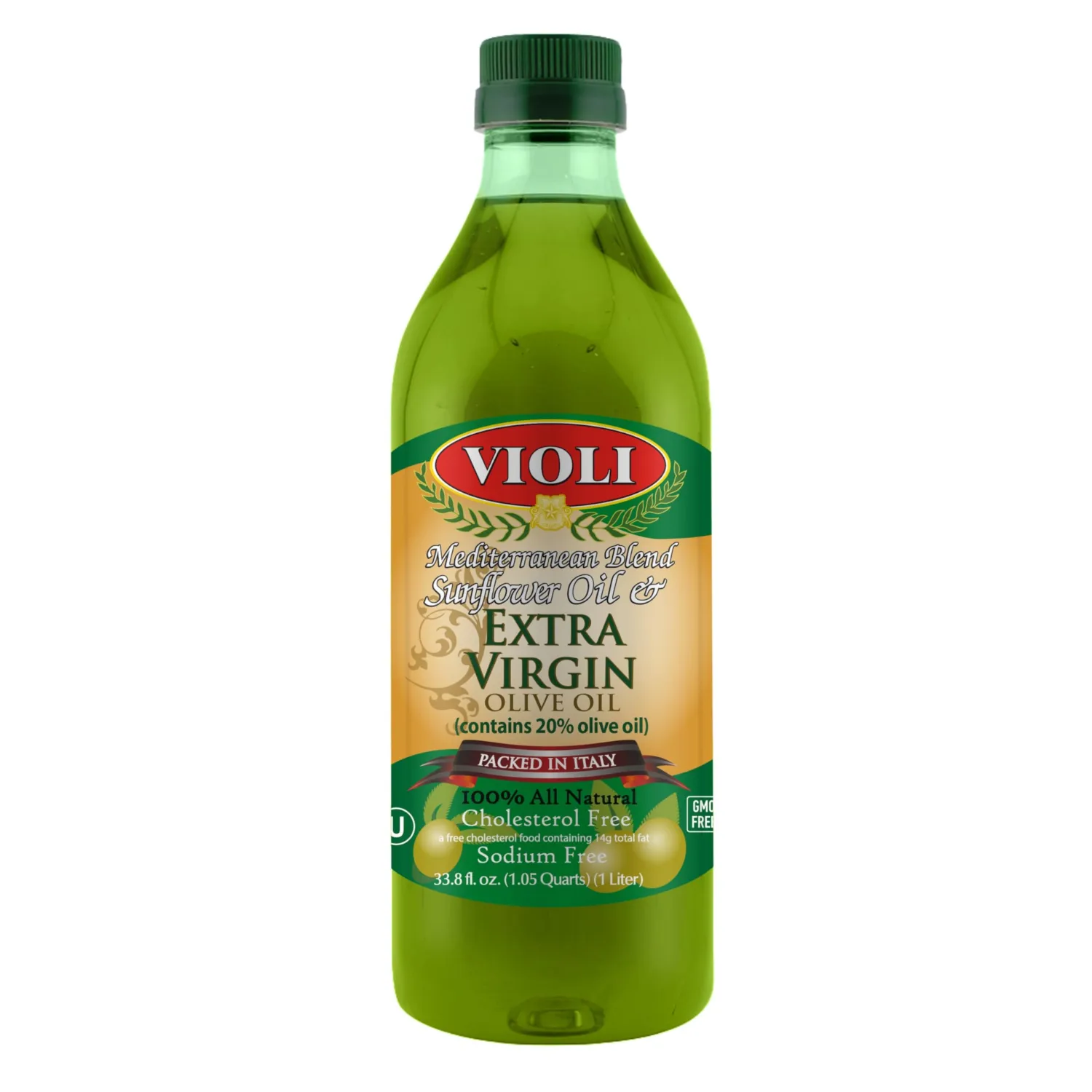 Violi Sunflower Oil & Extra Virgin Olive Oil Blend, 33.8 Fl Oz (1 Liter), Smooth Flavored Light Cooking Oil for Frying, Sautéing, Roasting & Salads, Packed in Italy