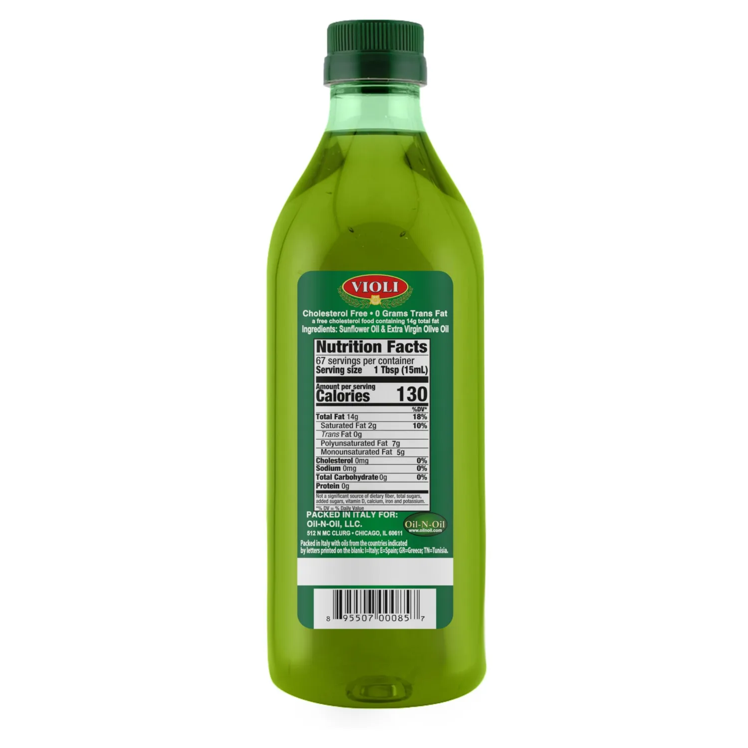 Violi Sunflower Oil & Extra Virgin Olive Oil Blend, 33.8 Fl Oz (1 Liter), Smooth Flavored Light Cooking Oil for Frying, Sautéing, Roasting & Salads, Packed in Italy