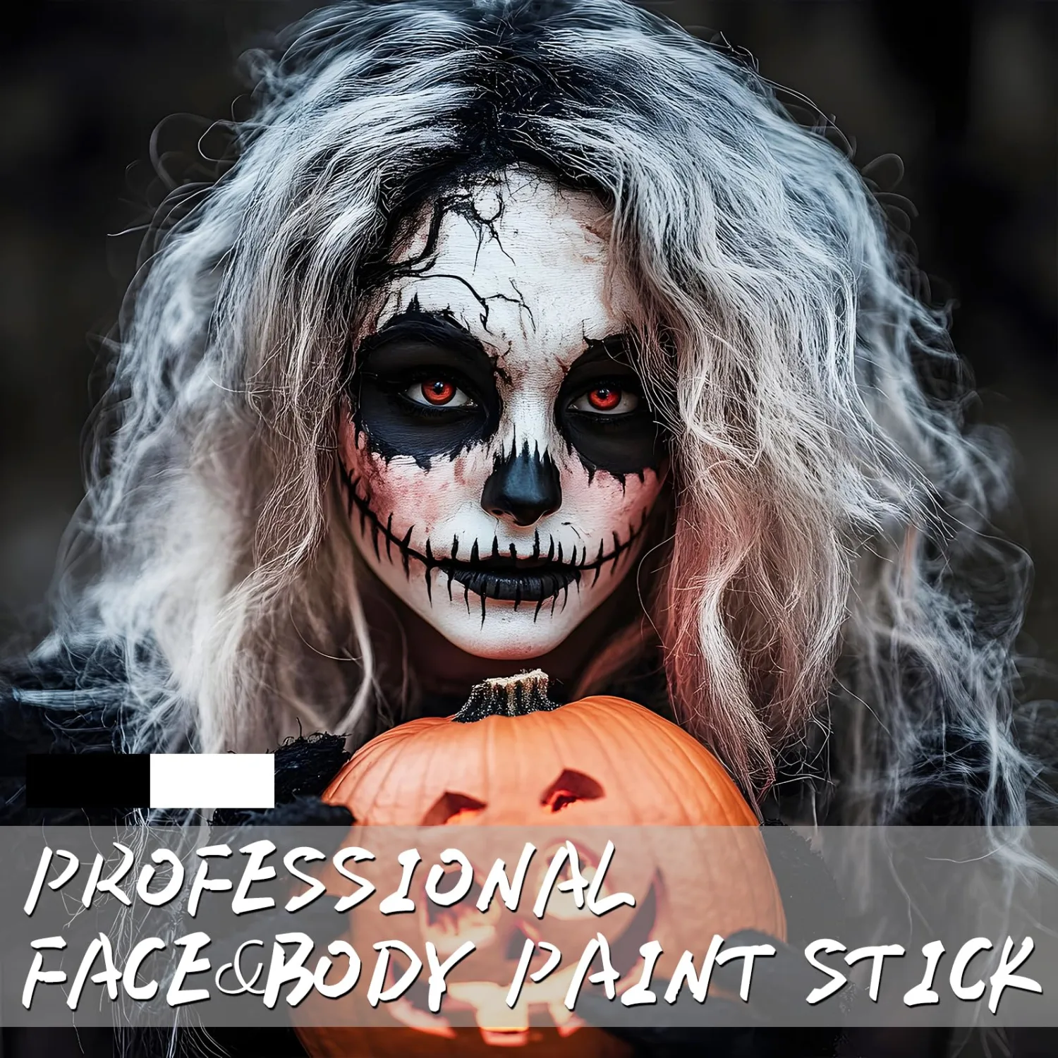 LOKFAR Black and White Face Body Paint Stick, White Foundation Makeup, Eye Black Stick for Sports, Professional Halloween Face Makeup Kit for Mime Zombie Clown Vampire Skeleton Skull Joker Costume