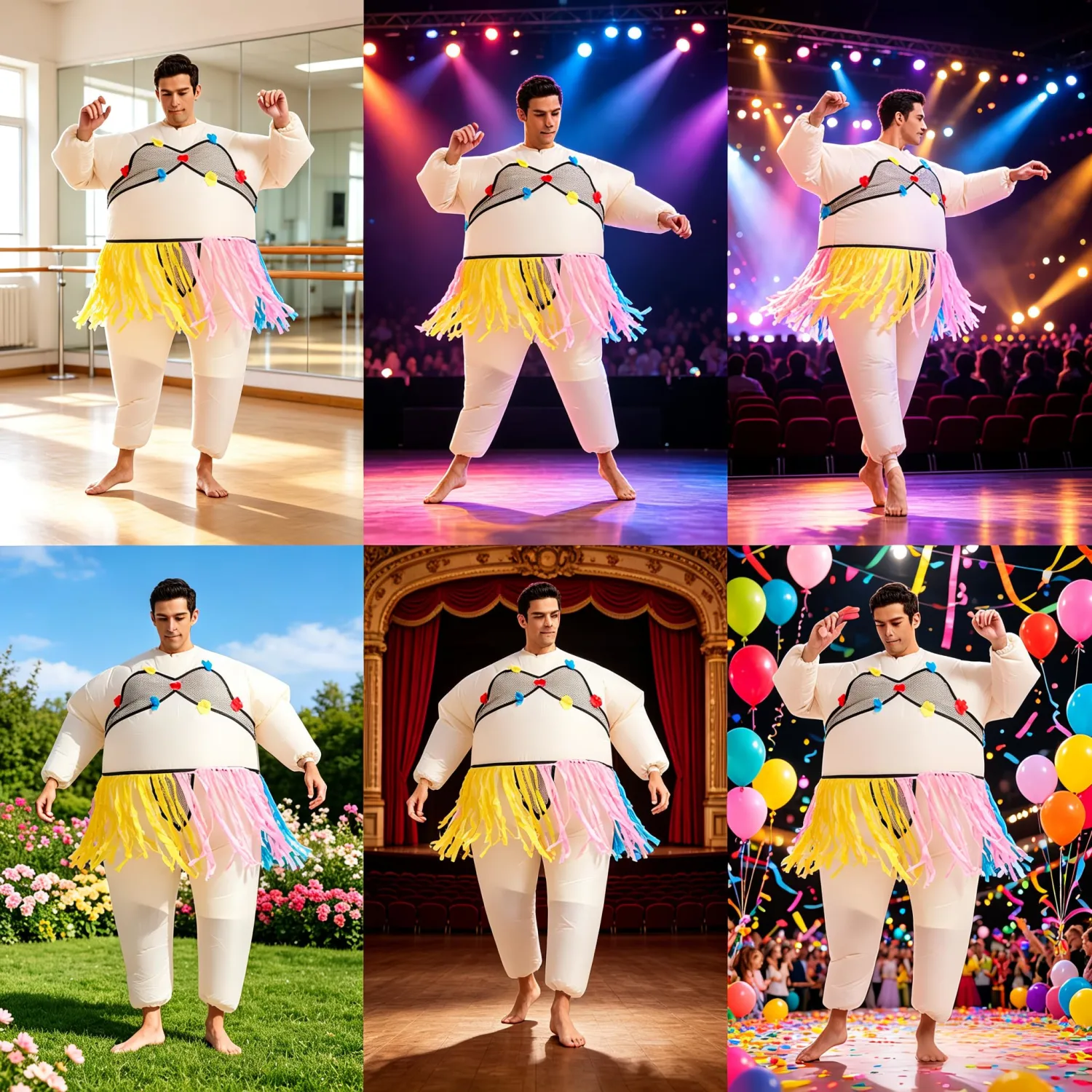 Inflatable Ballet Costume Adult,Blow Up Hula Suit,Halloween Costumes for Men Women