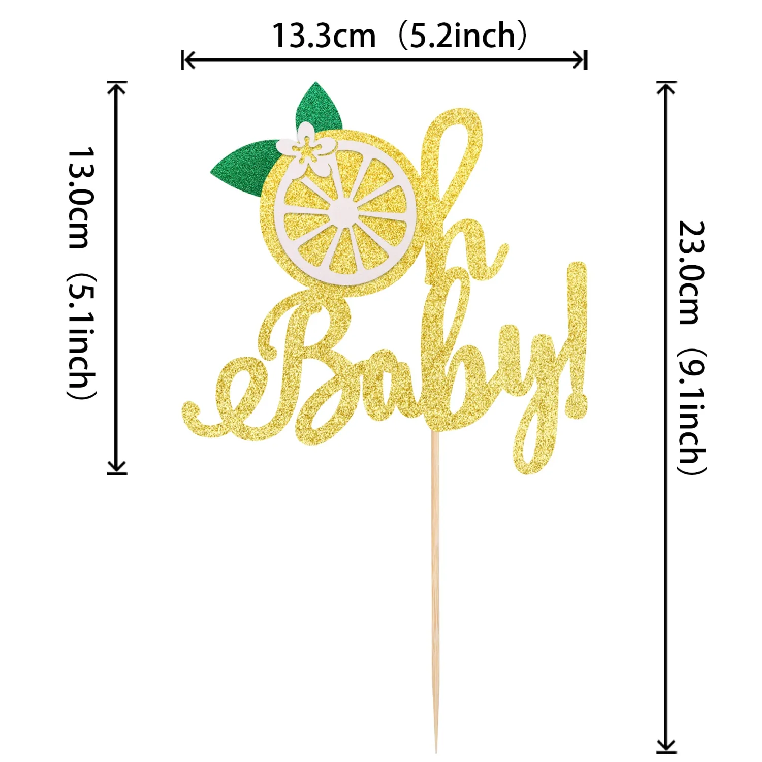 1 PCS Lemon Oh Baby Cake Topper Assembled Glitter Fruit Theme Oh Baby Lemonade Party Cake Pick for Lemon Theme Baby Shower Kids Boys Girls Birthday Party Cake Decorations Supplies Gold