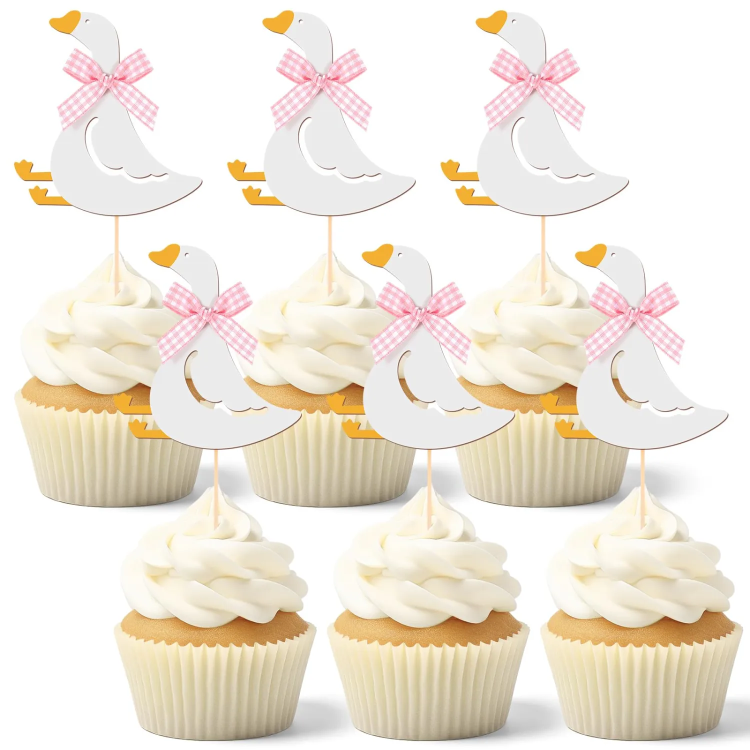 Honeydak 36 Pcs Silly Goose Cupcake Topper Silly Goose Baby Shower Decorations for Cake Decorations Birthday Party Supplies (Pink)
