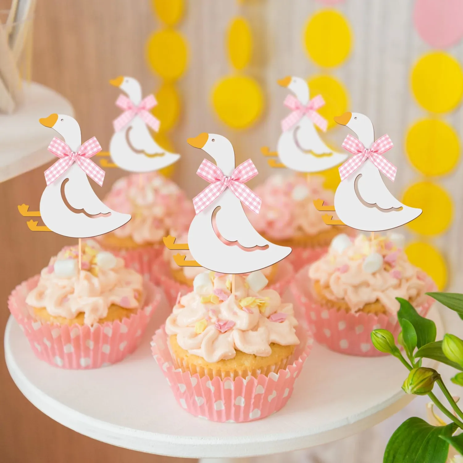 Honeydak 36 Pcs Silly Goose Cupcake Topper Silly Goose Baby Shower Decorations for Cake Decorations Birthday Party Supplies (Pink)