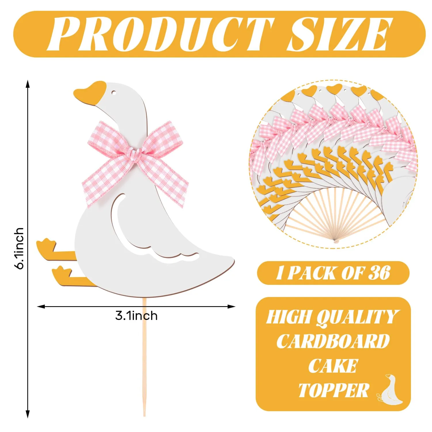 Honeydak 36 Pcs Silly Goose Cupcake Topper Silly Goose Baby Shower Decorations for Cake Decorations Birthday Party Supplies (Pink)