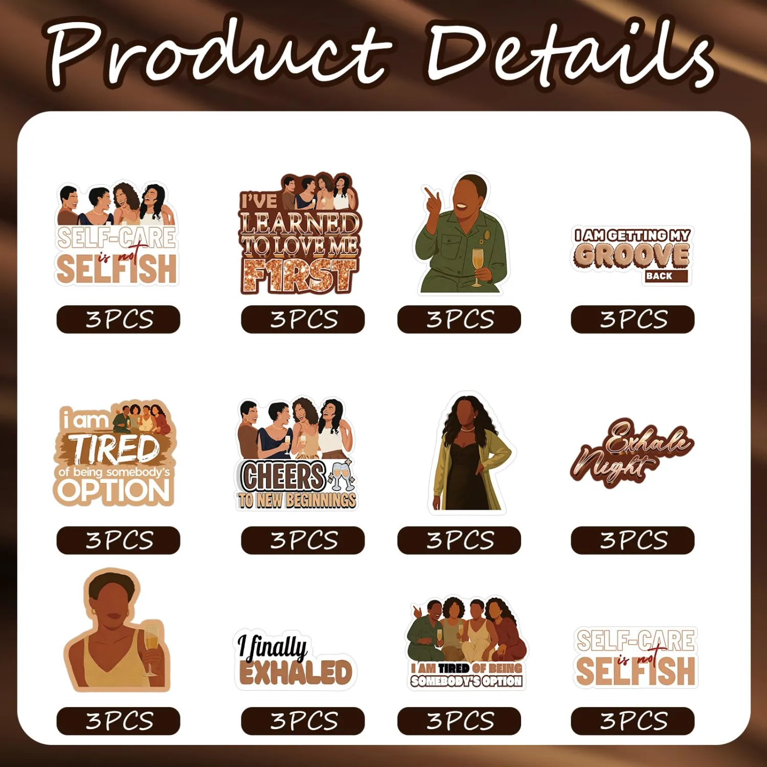Exhale Night Party Decorations, 36PCS Elegant Women Silhouette Brown Gold Cupcake Toppers Decorations, Girls Ladies Night Cupcake Picks Birthday Decor Supplies