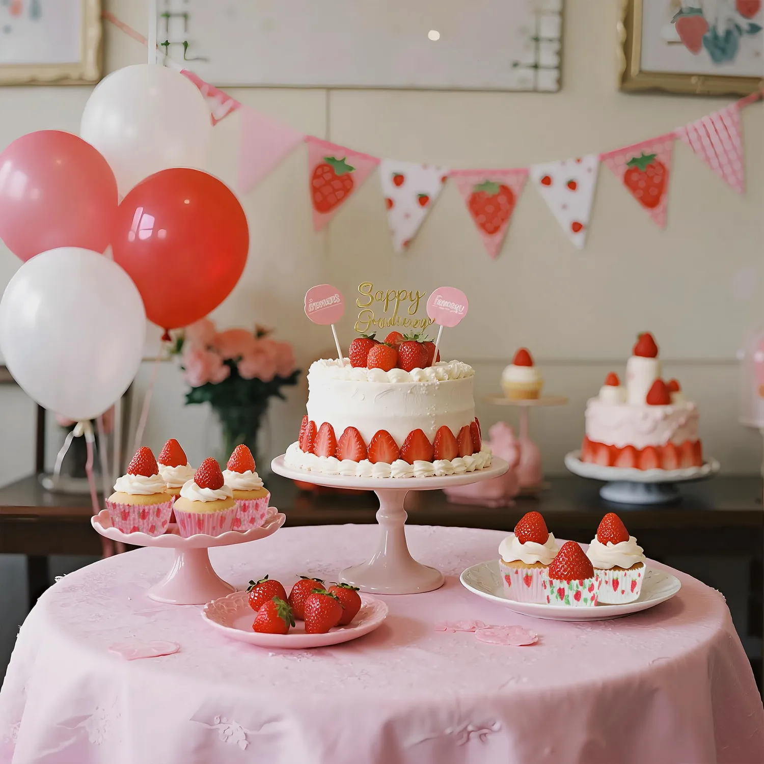 Strawberry Cupcake Liners,100PCS Strawberry Printing Paper Baking Cup Standard Muffin Cupcake Wrapper for Wedding Bridal Baby Shower Summer Sweet Fruit Berry Themed Birthday Party Cake Decor