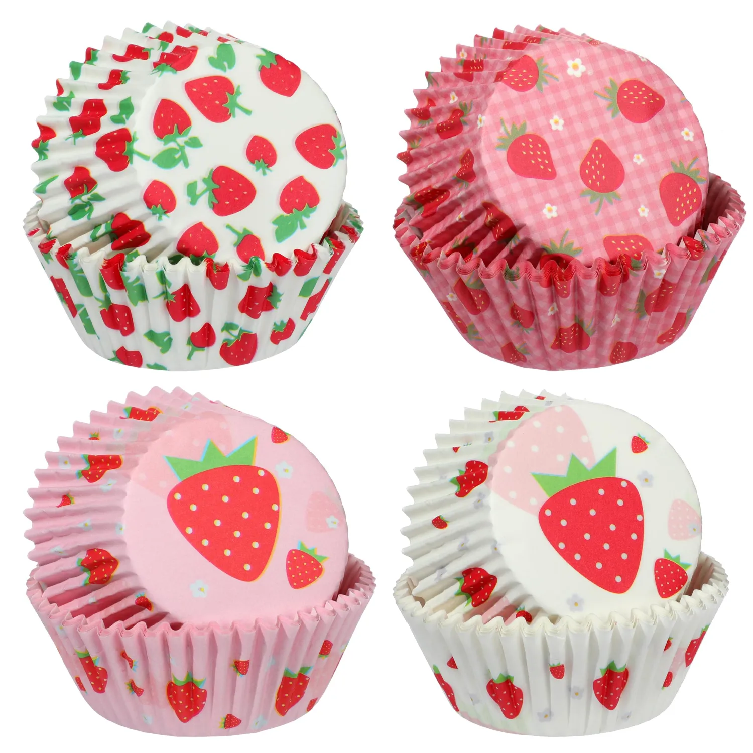 Strawberry Cupcake Liners,100PCS Strawberry Printing Paper Baking Cup Standard Muffin Cupcake Wrapper for Wedding Bridal Baby Shower Summer Sweet Fruit Berry Themed Birthday Party Cake Decor