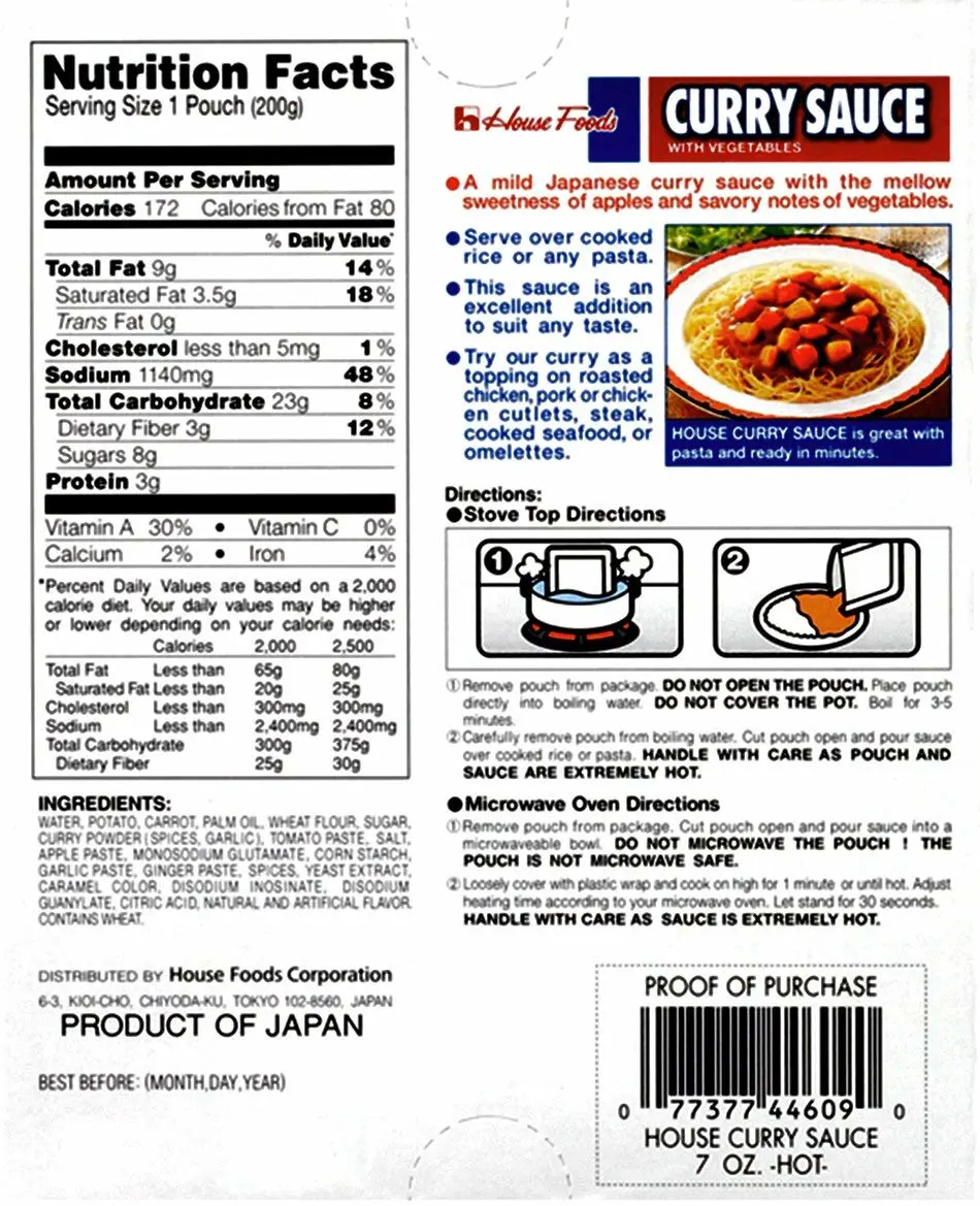 House Foods Curry Sauce with Vegetables (Hot)
