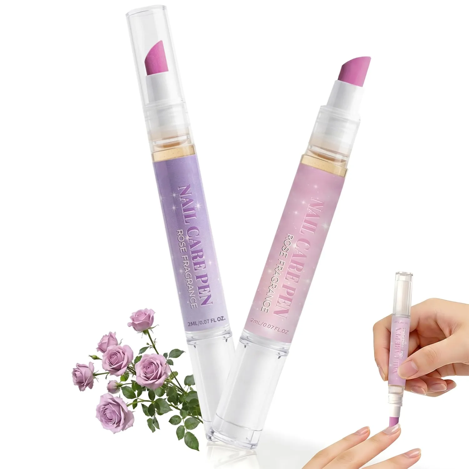 Plman Cuticle Oil Pen for Hangnail & Dry & Damaged Nails, 2026 New Cuticle Remover for Repair & Nourish Nails, Cuticle Oil Pusher Pen for Moisturizes Strengthens Brightens (Rose-Pink+Purple)