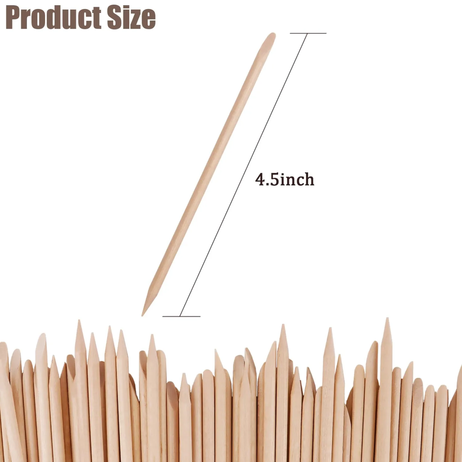 100PCS Orange Wood Nail Sticks, 4.5 Inch Wooden Cuticle Pusher and Remover Set, Dual-Headed Manicure Tools for Home and Salon