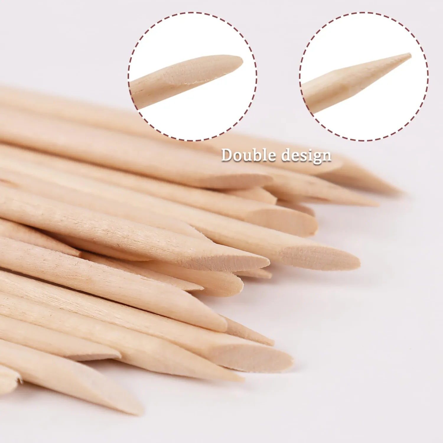 100PCS Orange Wood Nail Sticks, 4.5 Inch Wooden Cuticle Pusher and Remover Set, Dual-Headed Manicure Tools for Home and Salon