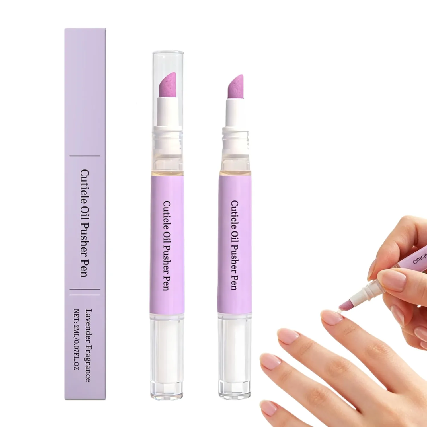 2PCS 2-in-1 Cuticle Oil Pusher Pen, 2026 New Ceramic Cuticle Pusher & Oil Pen, Nail Care Tool for Dry Damaged Nails Hangnails Moisturiz Polish Brighten