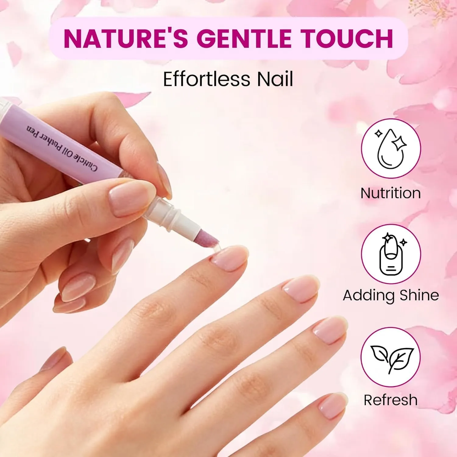 2PCS 2-in-1 Cuticle Oil Pusher Pen, 2026 New Ceramic Cuticle Pusher & Oil Pen, Nail Care Tool for Dry Damaged Nails Hangnails Moisturiz Polish Brighten