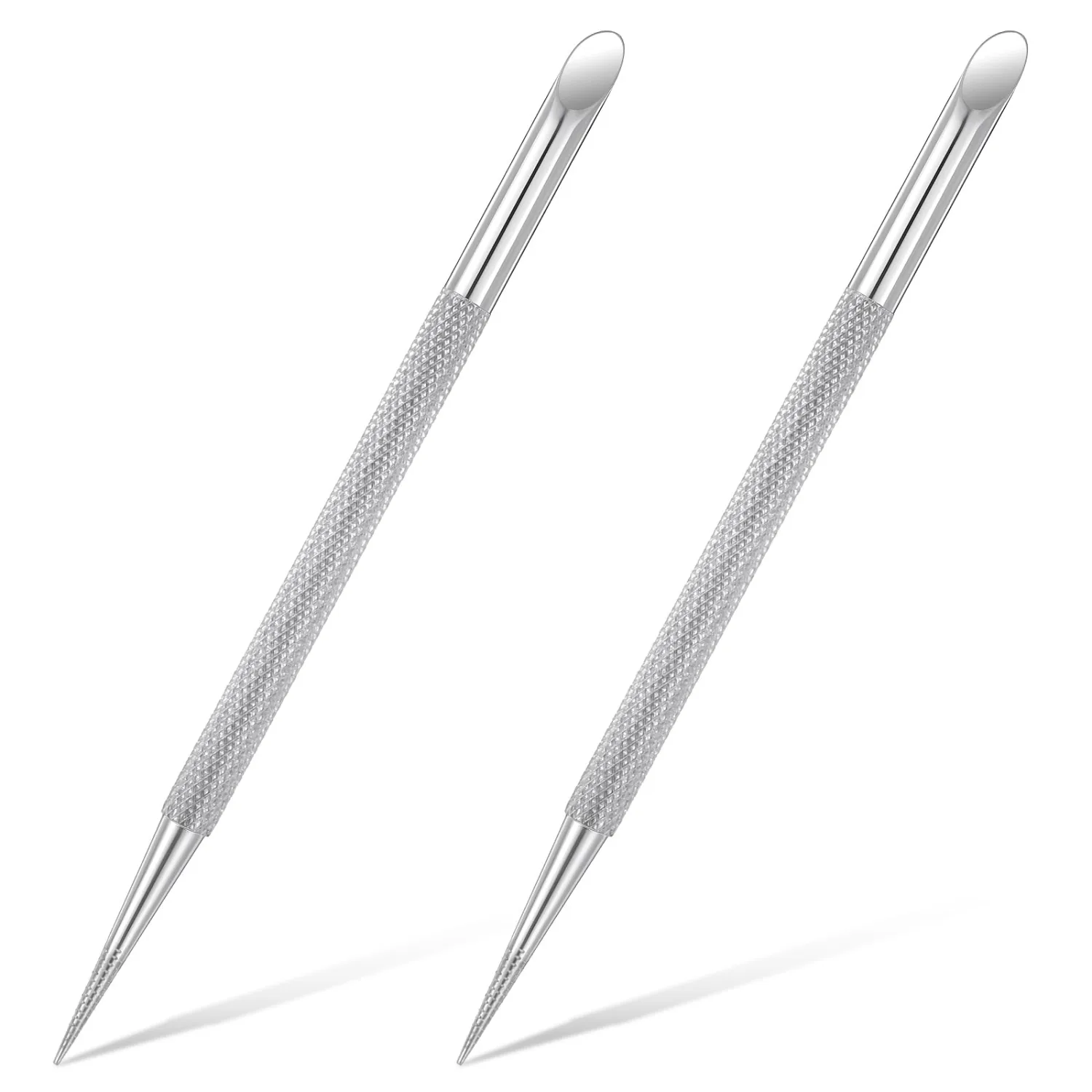 2 PCS Nail Cuticle Pusher Pen, Metal Double Ended Tools for Nails, Stainless Steel Cuticle Pusher Nail Dotting Pen, Professional Cuticles Remover Tool for Manicure Pedicure Nails Art Care Tools