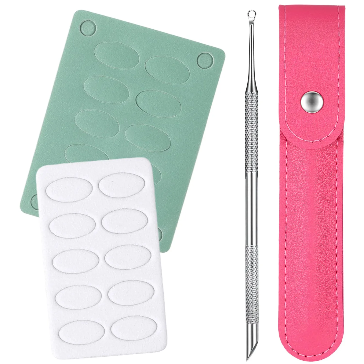 Loop Cuticle Pusher, Stainless Steel Cuticle Scraper Tool, Dual Ended Cuticles Pusher Set for Nail Removing, Home