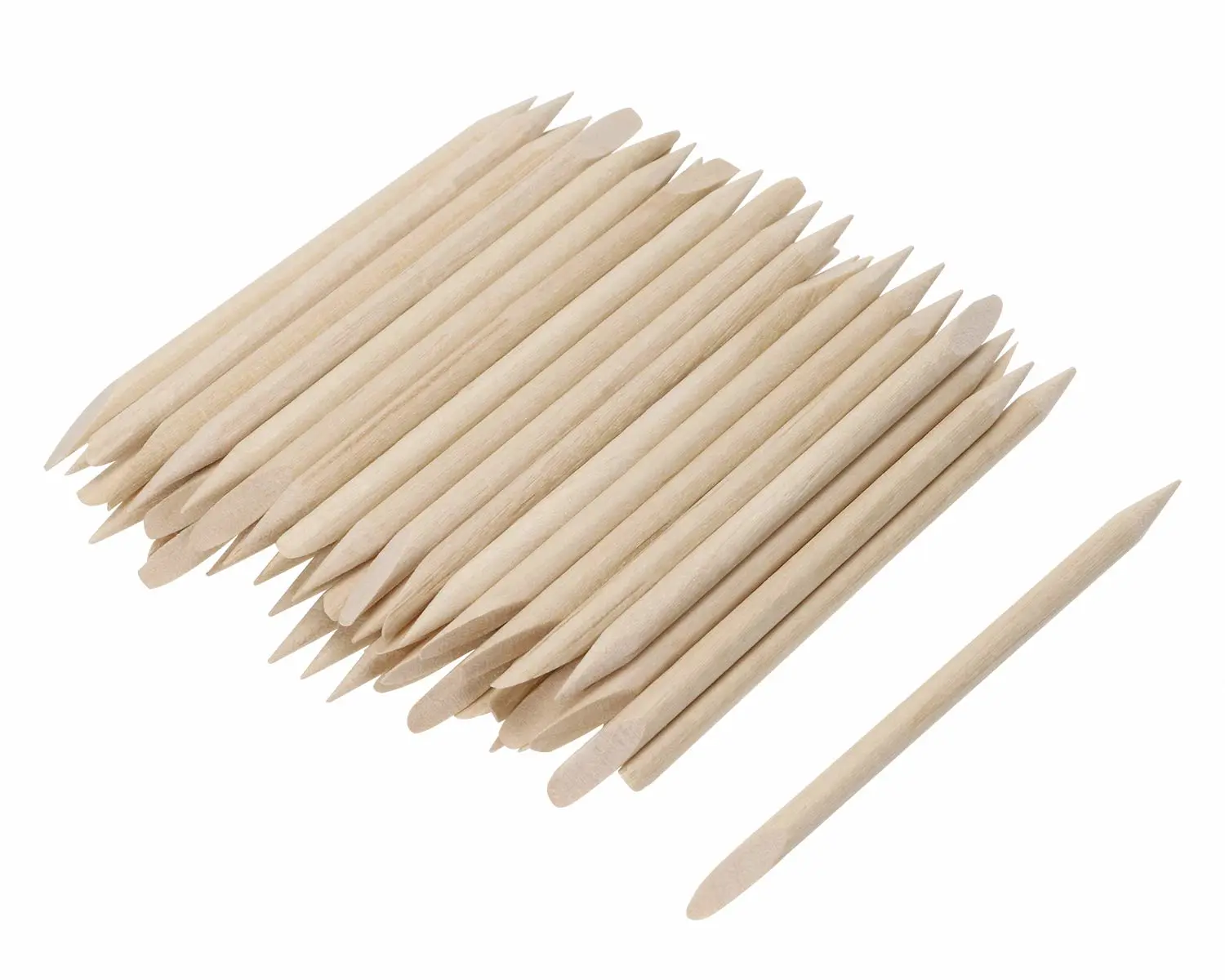 Mini Skater 2.9inch Small Orange Wood Nails Sticks Smooth No Splinters Nail Polish Cuticles Pusher Remover for Cleaning Manicures Pedicures Care Tools Salon & Home Used(50)
