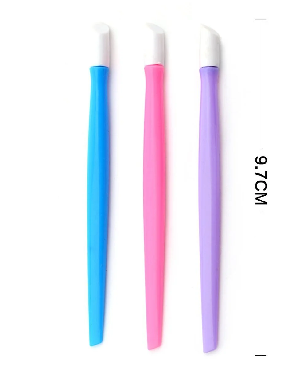 6pcs Professional Plastic Handle Hard Rubber Tipped Nail Art Tool Cuticle Pusher Cleaner(Random Color)