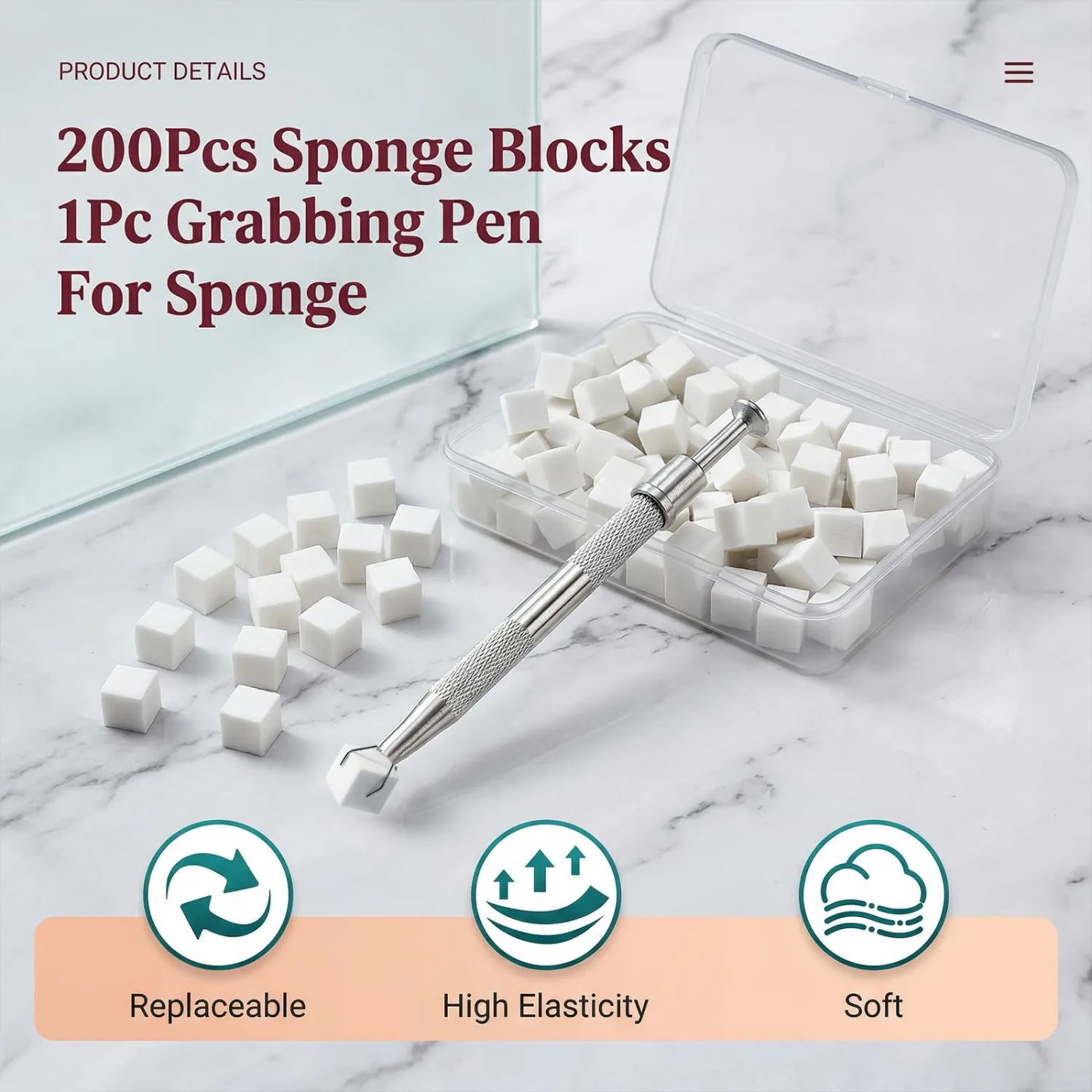 200PCS Soft Nail Sponges for Ombre with 1 Grab Pen – Gradient & Blooming Nail Art Tool Set with Storage Case,Professional Manicure Accessories for Salon & Home DIY Nail Design