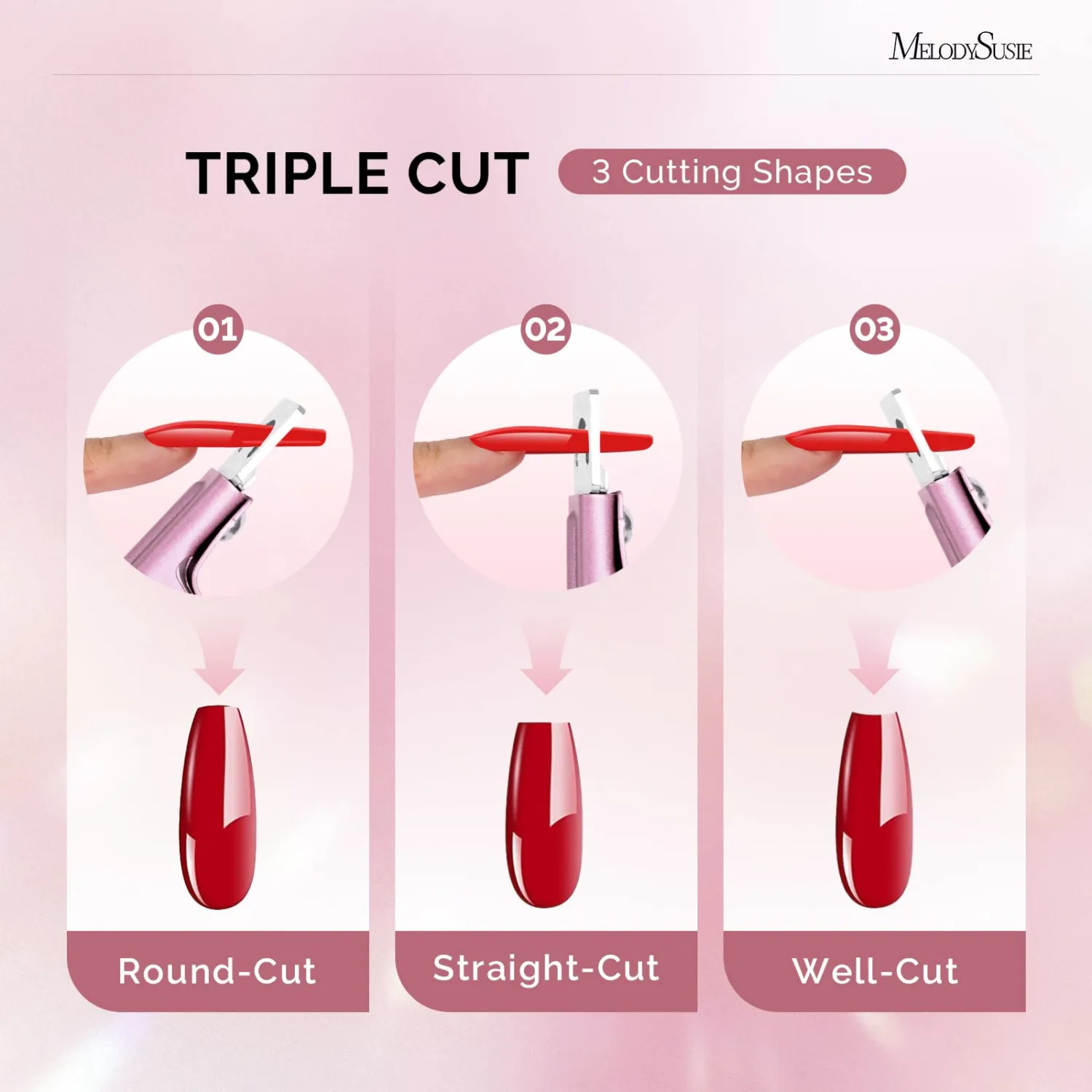 MelodySusie Acrylic Nail Clippers, Professional Nail Clippers Cutters for Acrylic Nails Fake Nail Tips, Adjustable Stainless Nail Trimmer, Manicure Tool for Salon Home Nail Art (Rose Gold)