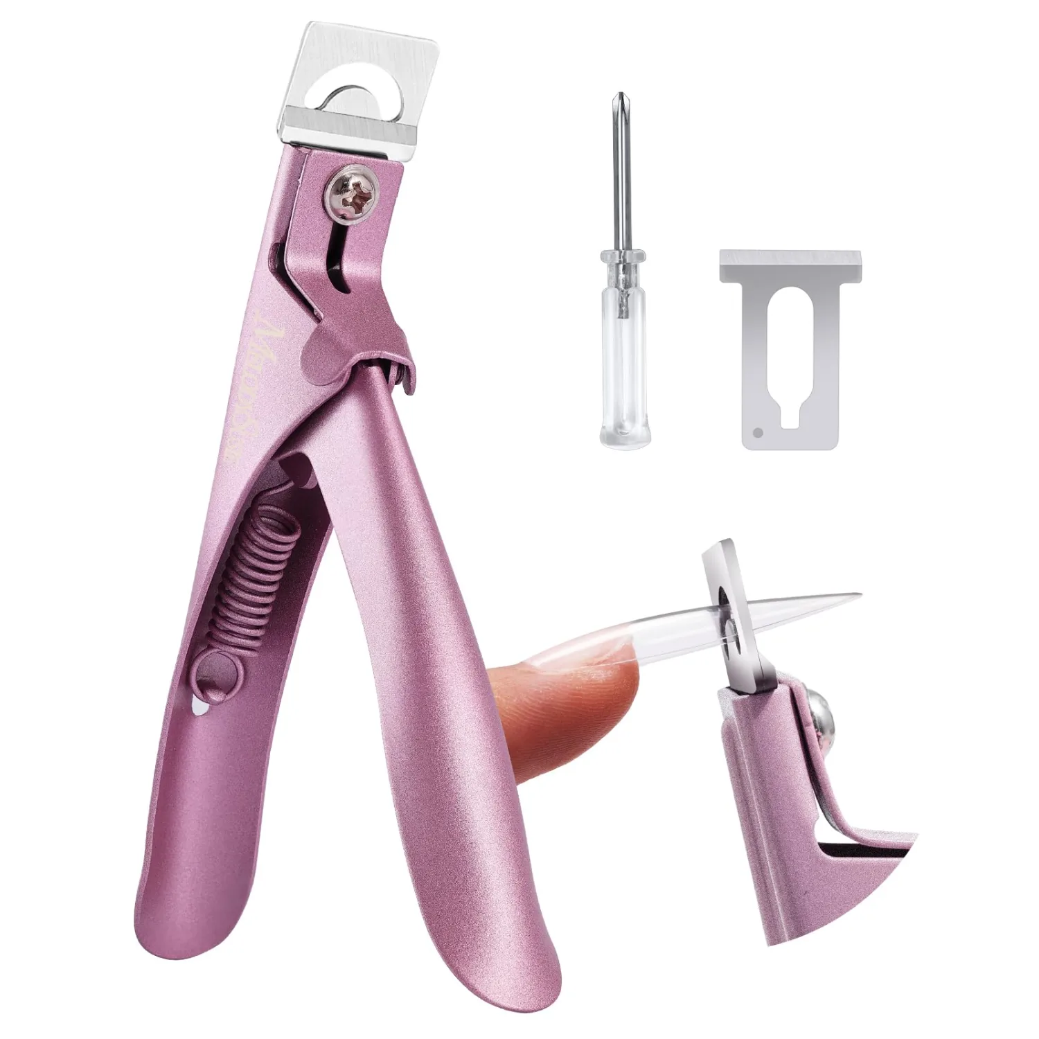 MelodySusie Acrylic Nail Clippers, Professional Nail Clippers Cutters for Acrylic Nails Fake Nail Tips, Adjustable Stainless Nail Trimmer, Manicure Tool for Salon Home Nail Art (Rose Gold)