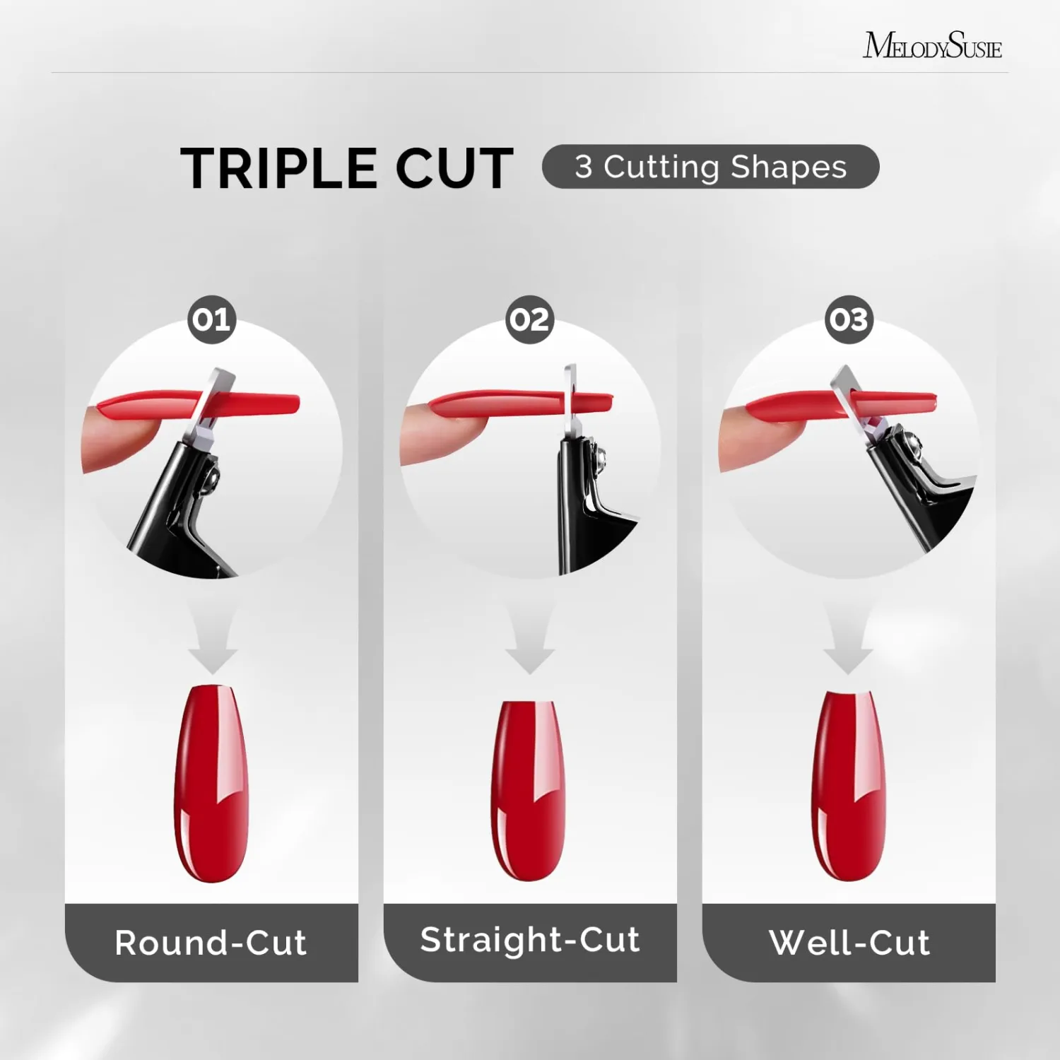 MelodySusie Acrylic Nail Clippers, Professional Nail Clippers Cutters for Acrylic Nails Fake Nail Tips, Adjustable Stainless Nail Trimmer, Manicure Tool for Salon Home Nail Art, Black