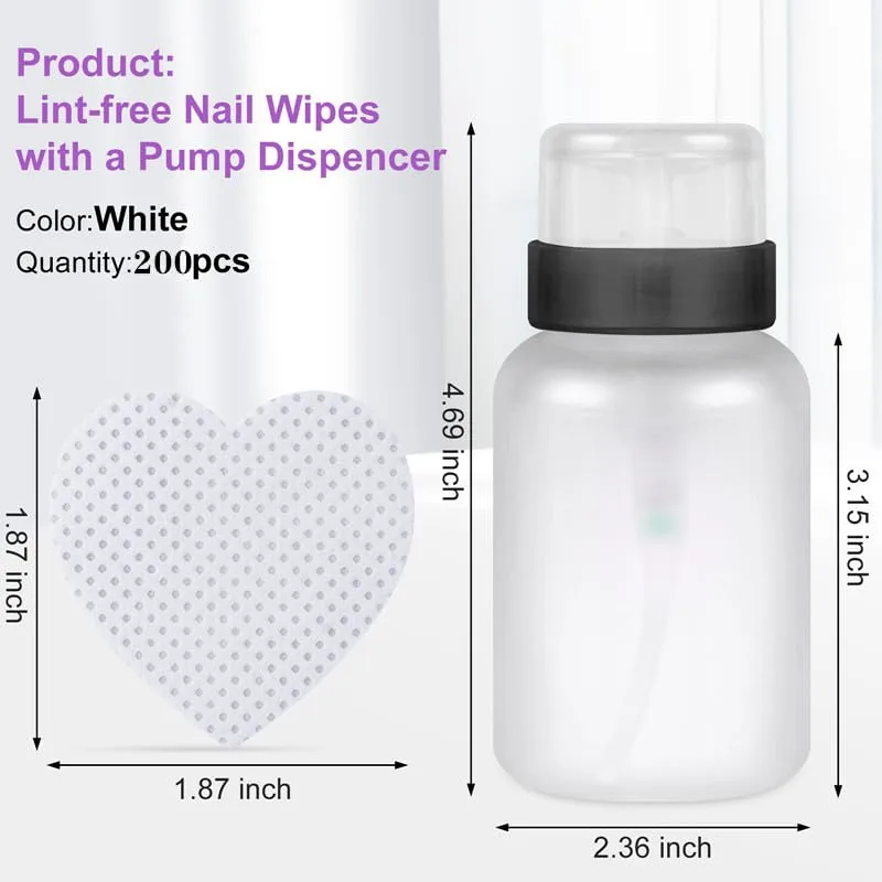 200pcs Lint Free Nail Wipes, Nail Cleaning Pads, for Cleaning Nails for Manicures, Mascara Extension Glue Cleaning Wipes, and Nail Care Product Sets (White)
