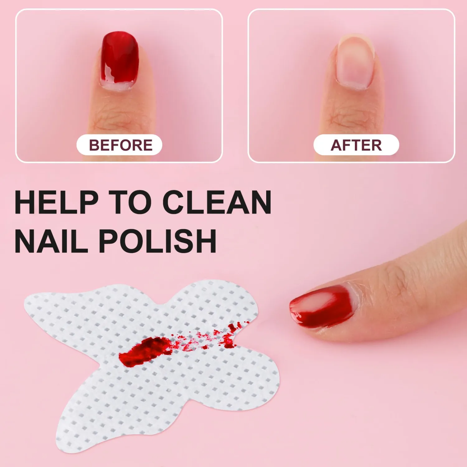 200PCS Lint Free Nail Wipes, Pink Lash Extensions Glue Cleaning Wipes, Nails Cleaning Pads Supplies,accompanied by 1 Empty Pump-Style Bottle Dispenser (white)
