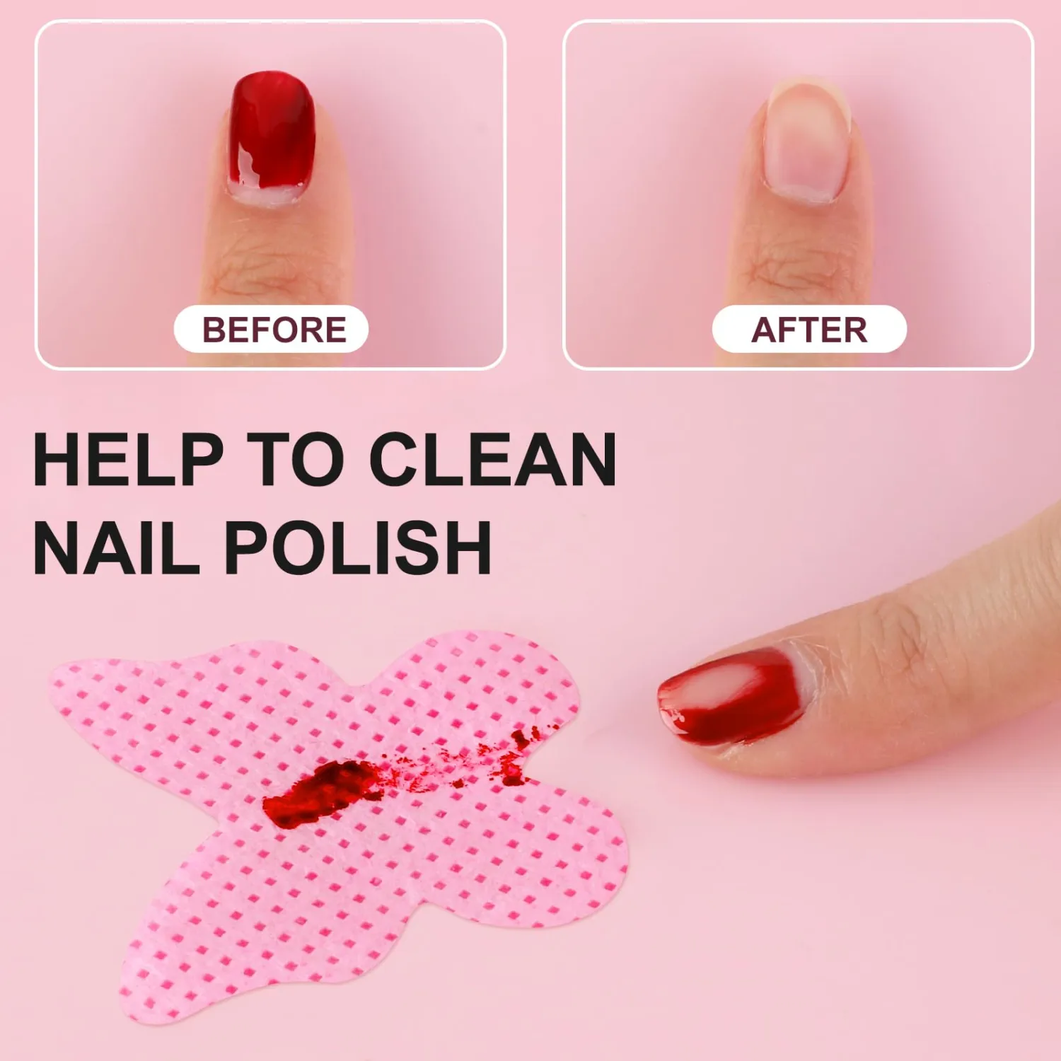 400PCS Lint Free Nail Wipes, Pink Lash Extensions Glue Cleaning Wipes, Nails Cleaning Pads Supplies,accompanied by 1 Empty Pump-Style Bottle Dispenser (pink)