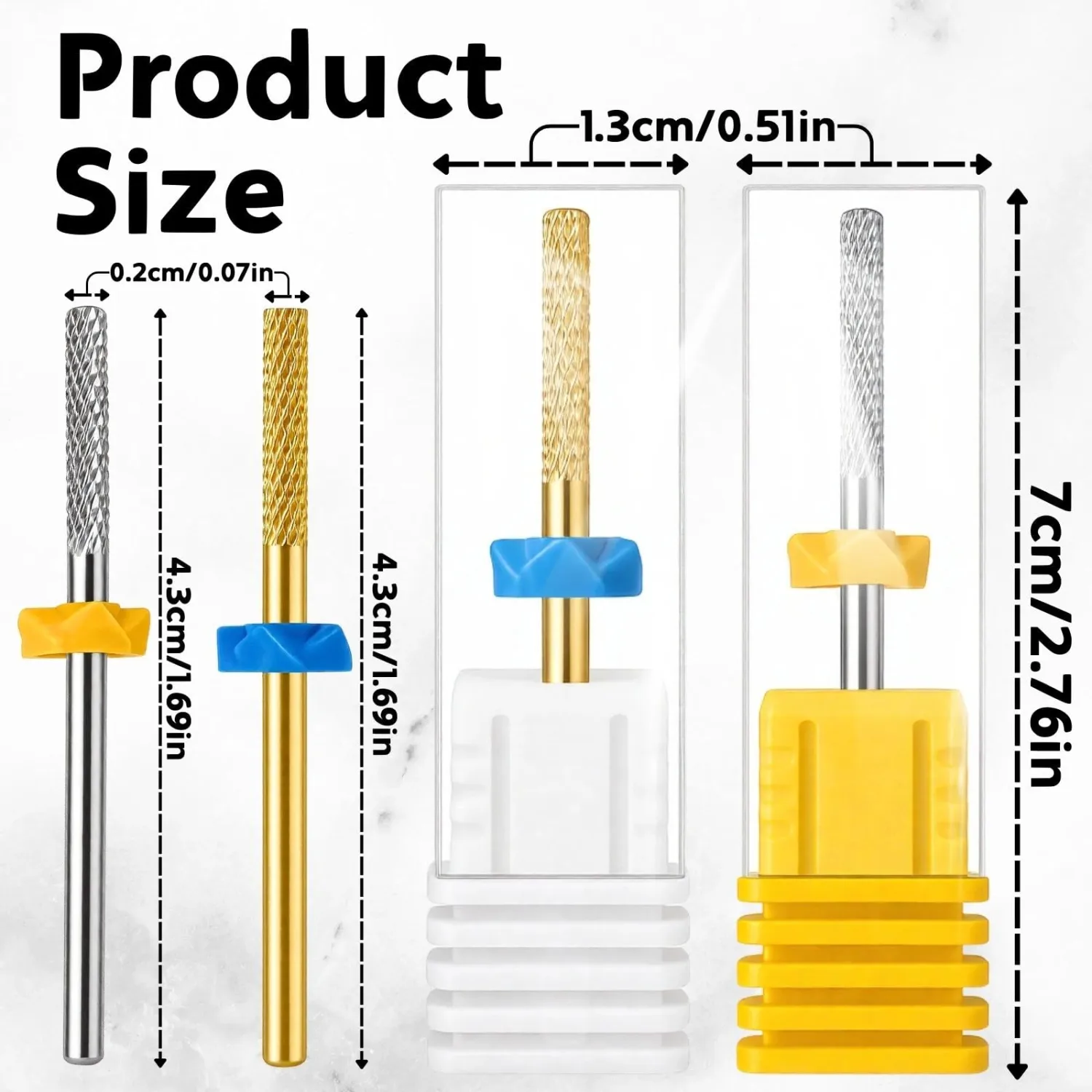 2Pcs Cuticle Nail Drill Bits, 3/32 Inch Professional Cuticle Cleaner Bits for Electric Nail Files, Under Cleaner Dead Skin Remover Efile for Manicure Pedicure (Silver Gold)