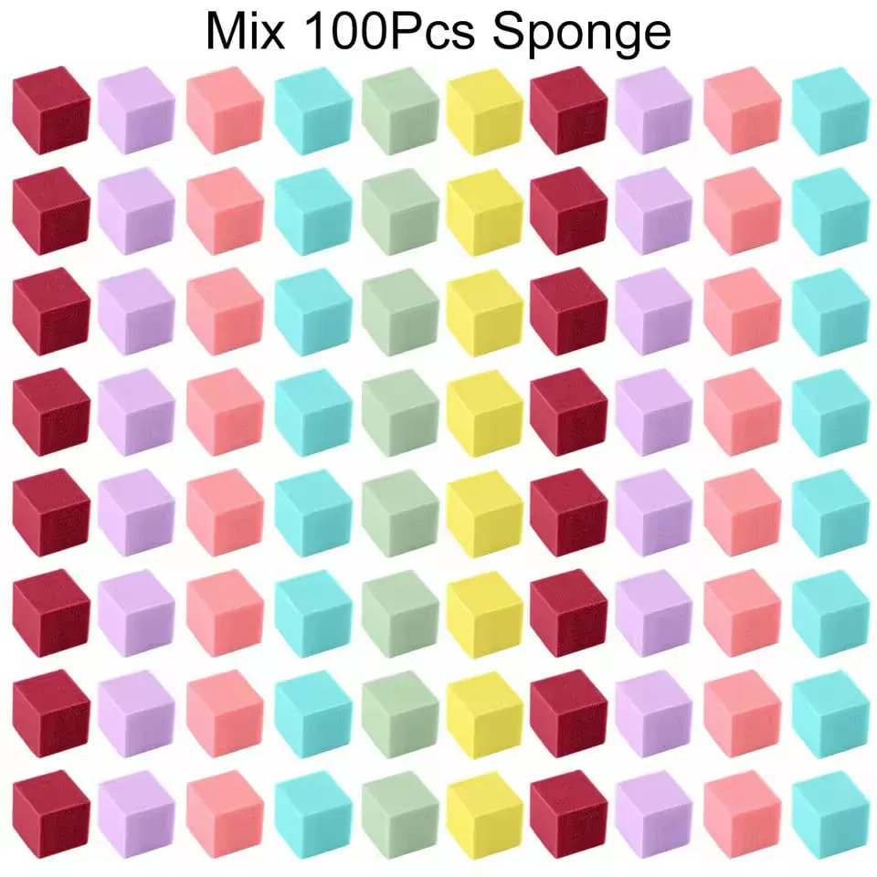 100pcs Soft Nail Sponges for Ombre, Manicure Nail Art Tools, Nail Art Sponges With Grabbing Pen, Nail Brush Nail Supplies Manicure Nail Art Tools Nail Accessories (colorful)